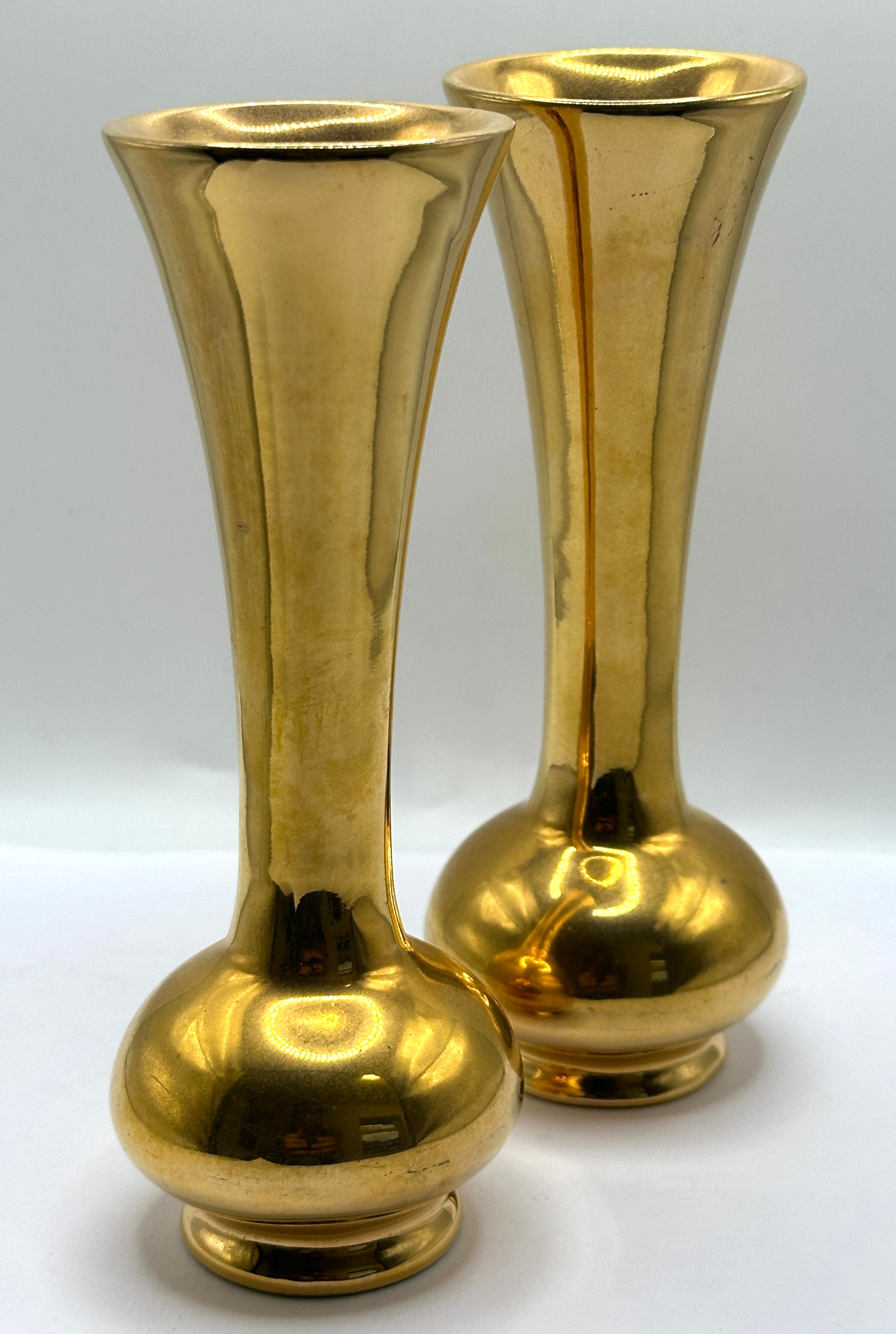 A Pair of Royal Winton English Earthenware Gold Lustre Vases