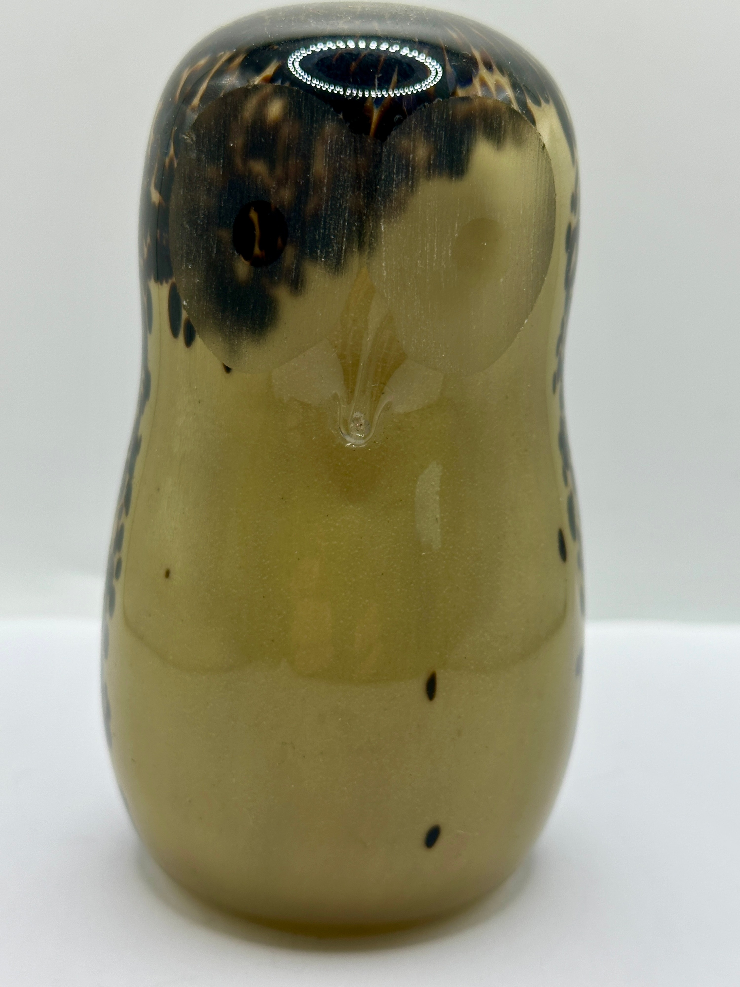 An Art Glass Owl Figurine with Speckled Decoration