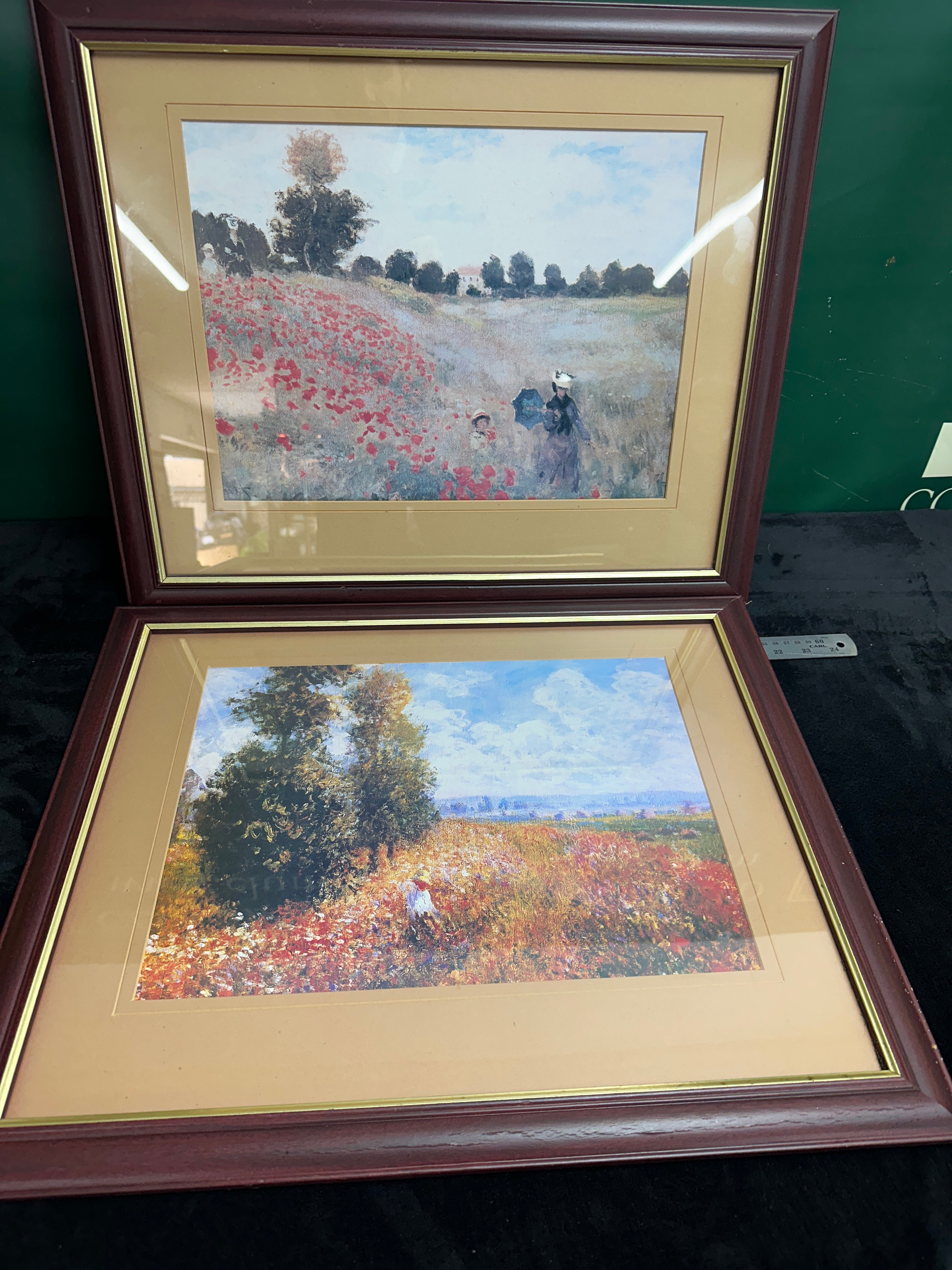 A Pair of Framed Decorative Prints of Poppy Field Landscapes