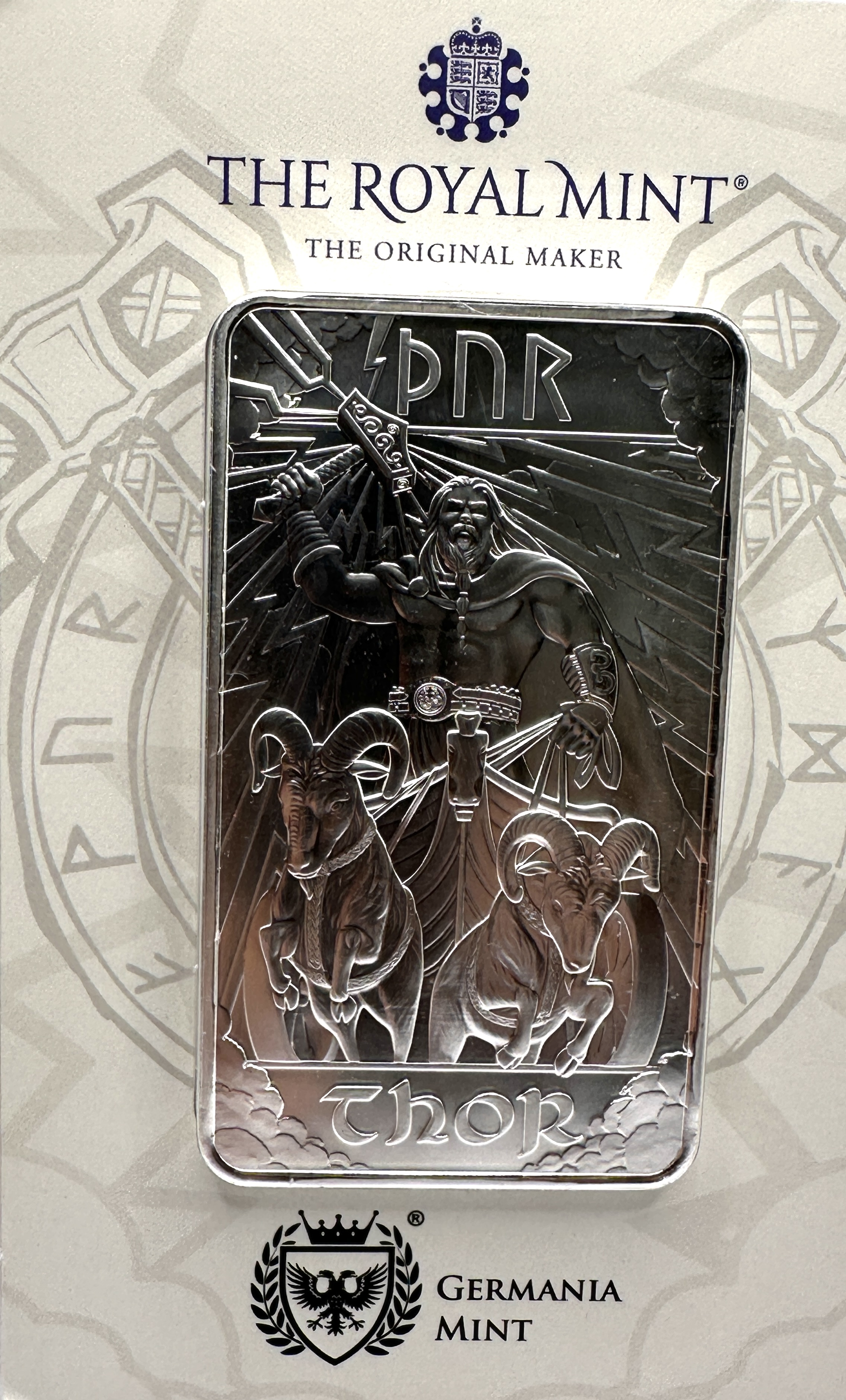 UK The Royal Mint and Germania Mint Silver 10 oz Thor Bullion Bar (ltd edtion)