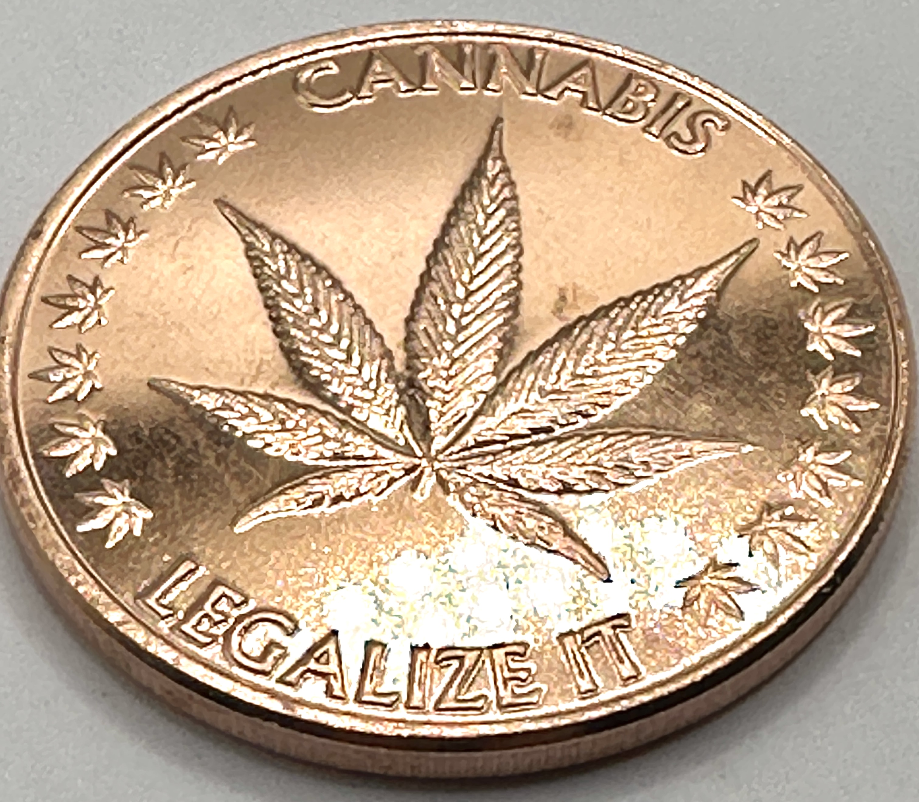 USA Cannabis .999 Copper One Avoirdupois Ounce Bullion Round