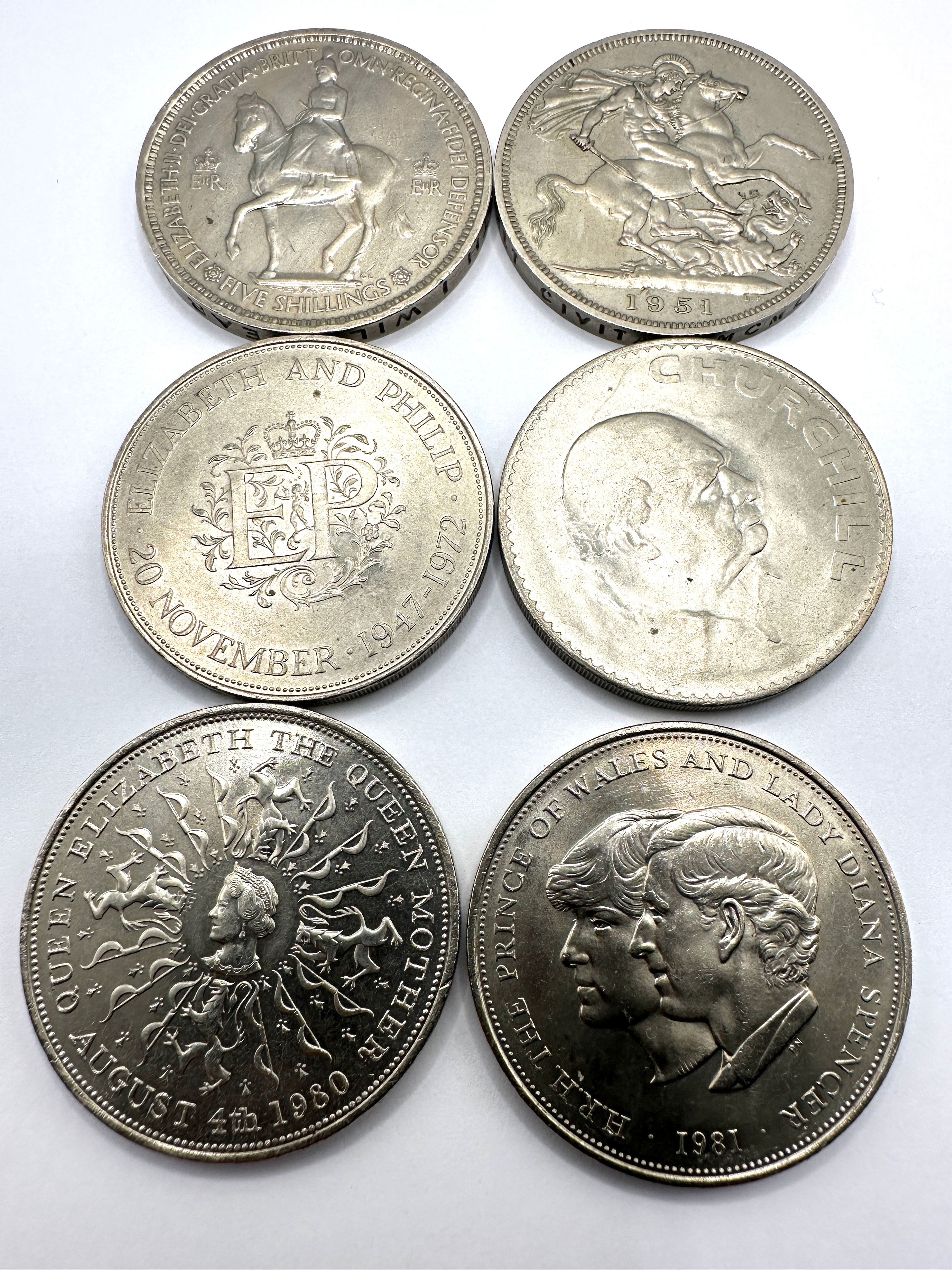 UK 1951-1981 Commemorative Crown Six Coin Set