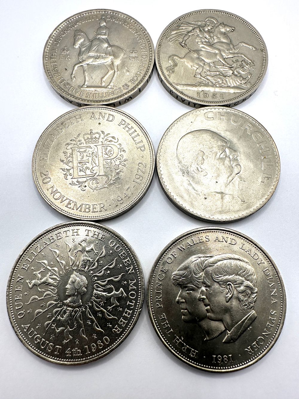 Lot 29: UK 1951-1981 Commemorative Crown Six Coin Set