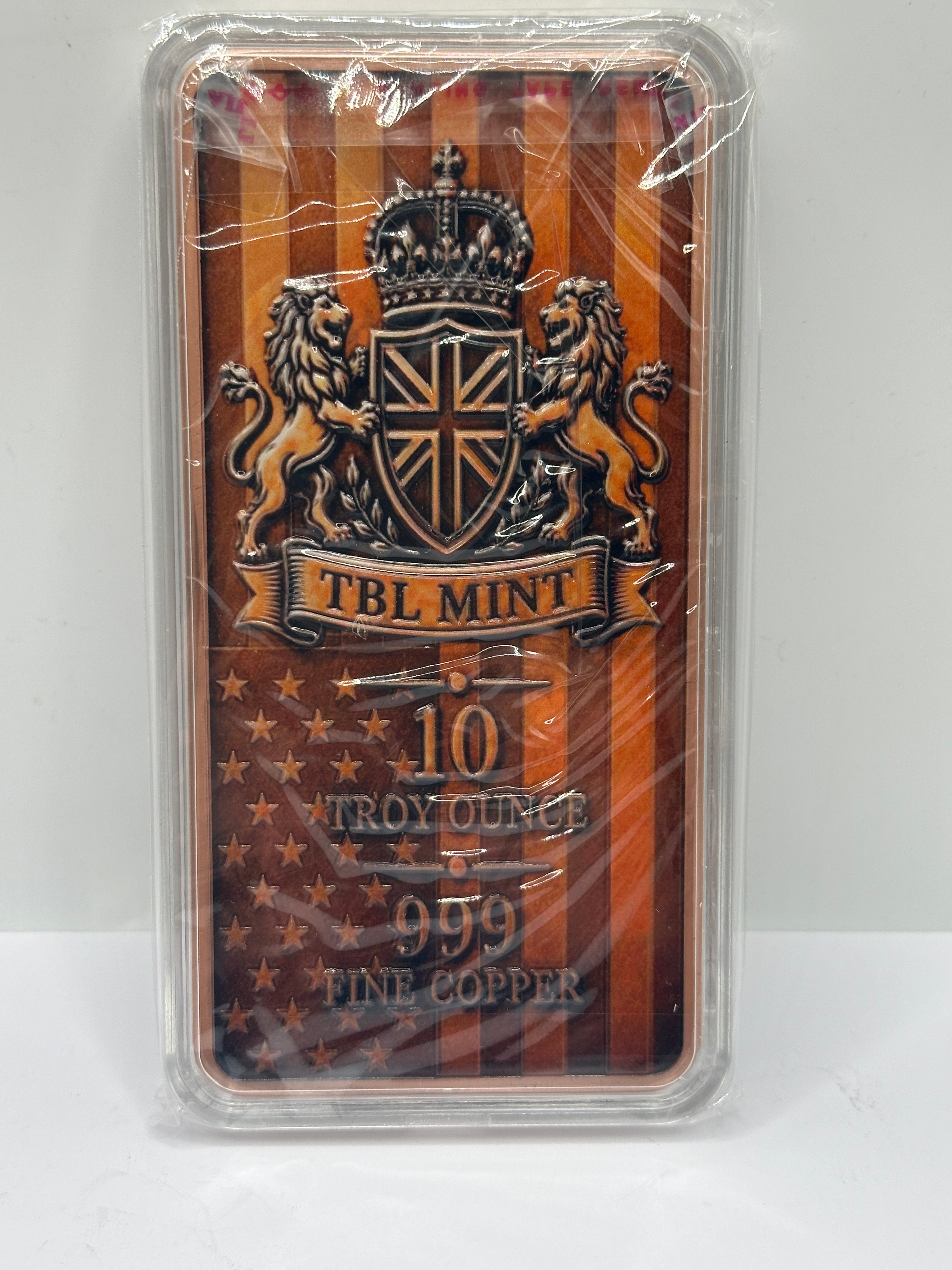 TBL Mint .999 Fine Copper 10 Troy Ounce Bullion Bar