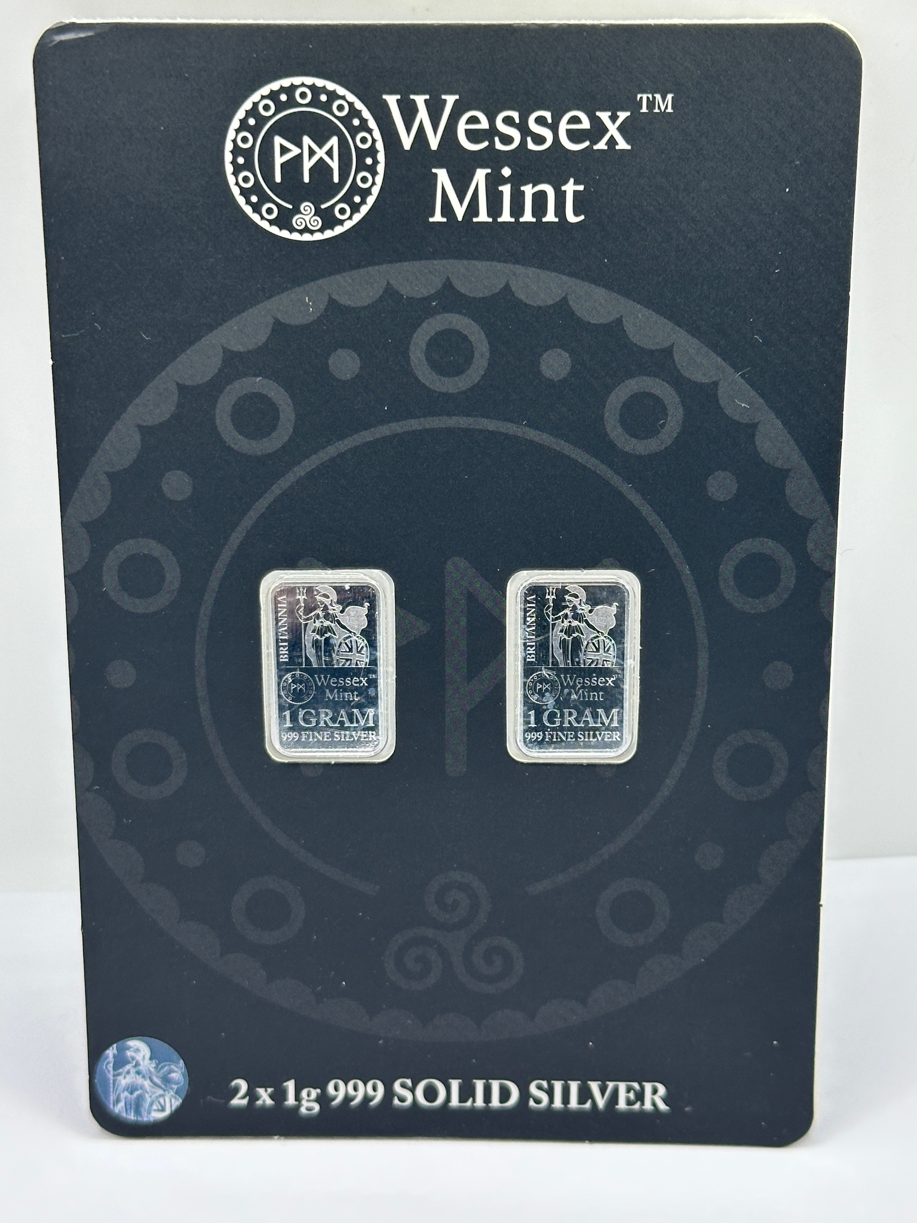 A Pair of Wessex Mint .999 Fine Silver 1g Britannia Bars