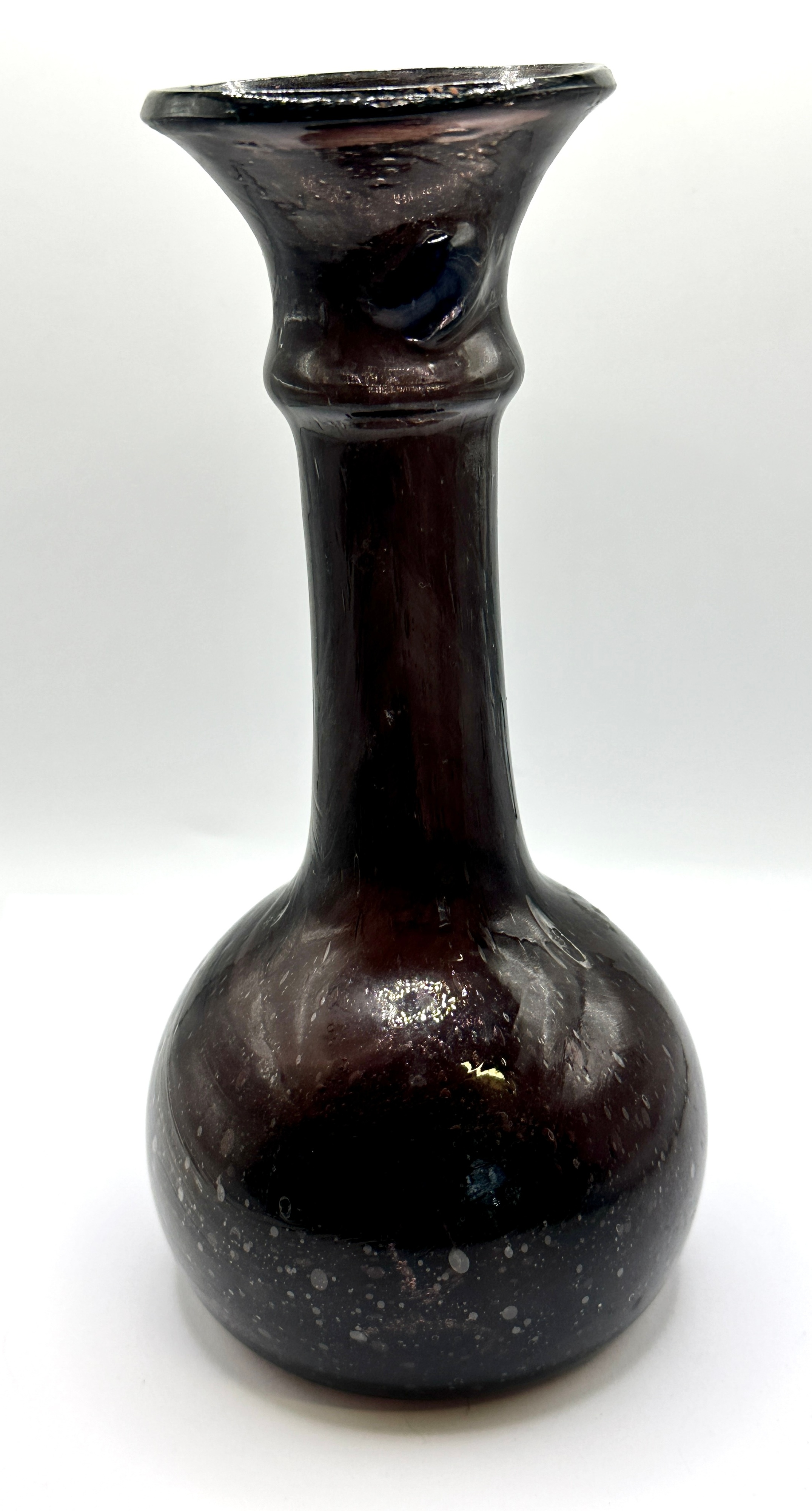 A Glass Vase with Flared Rim and Speckled Inclusion Decoration
