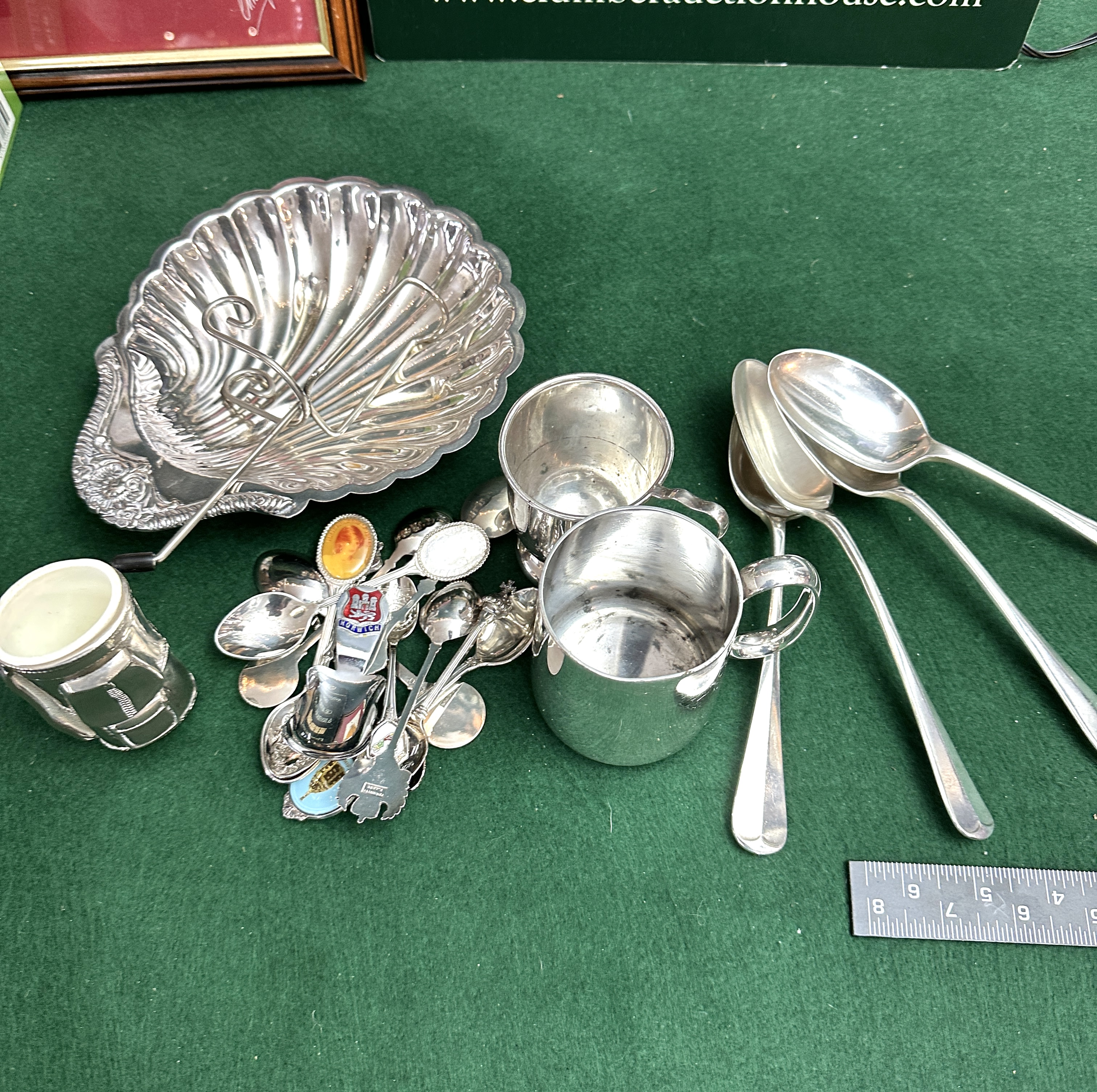 A Collection of Mid-20th Century English Tableware and Souvenir Spoons