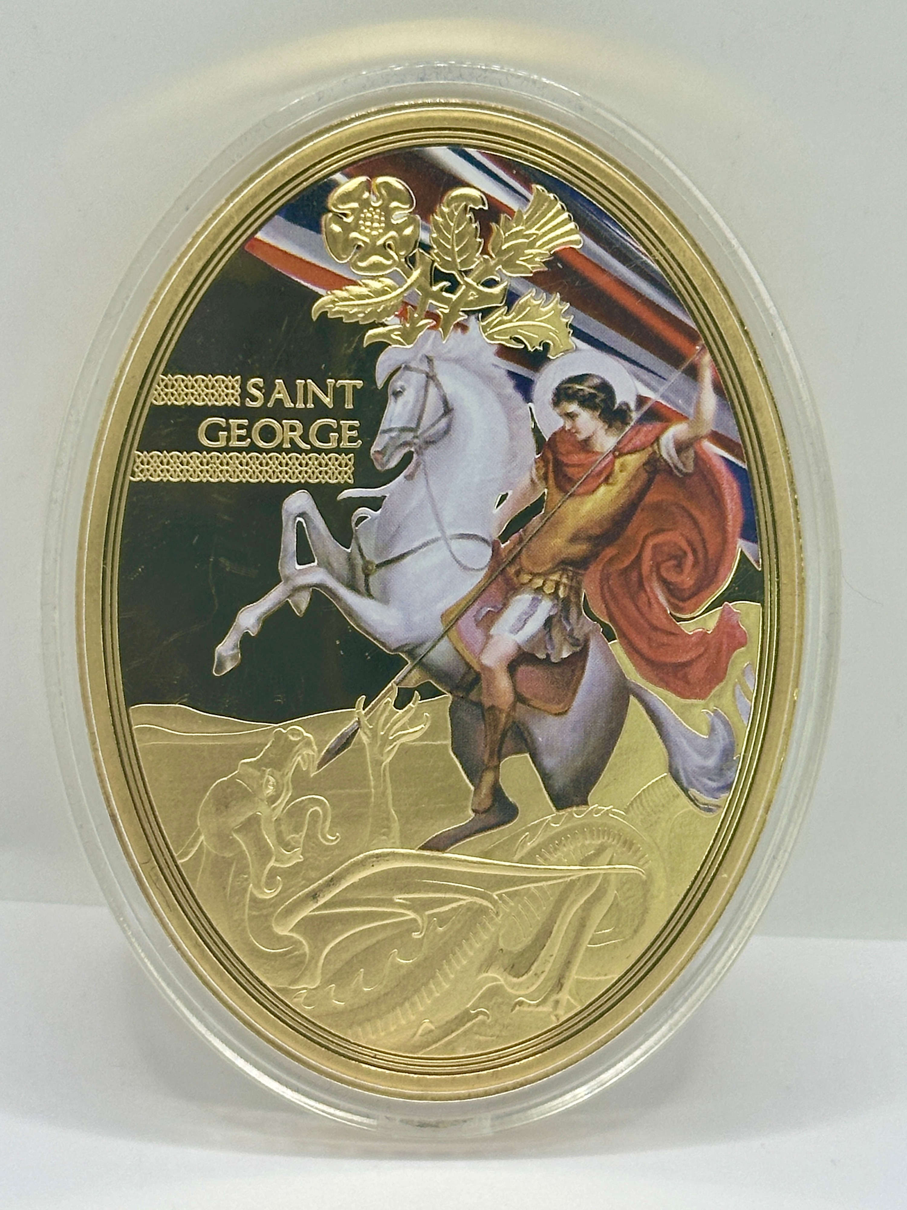 An Oval UK Commemorative Medal, Saint George and The British Patron Saints