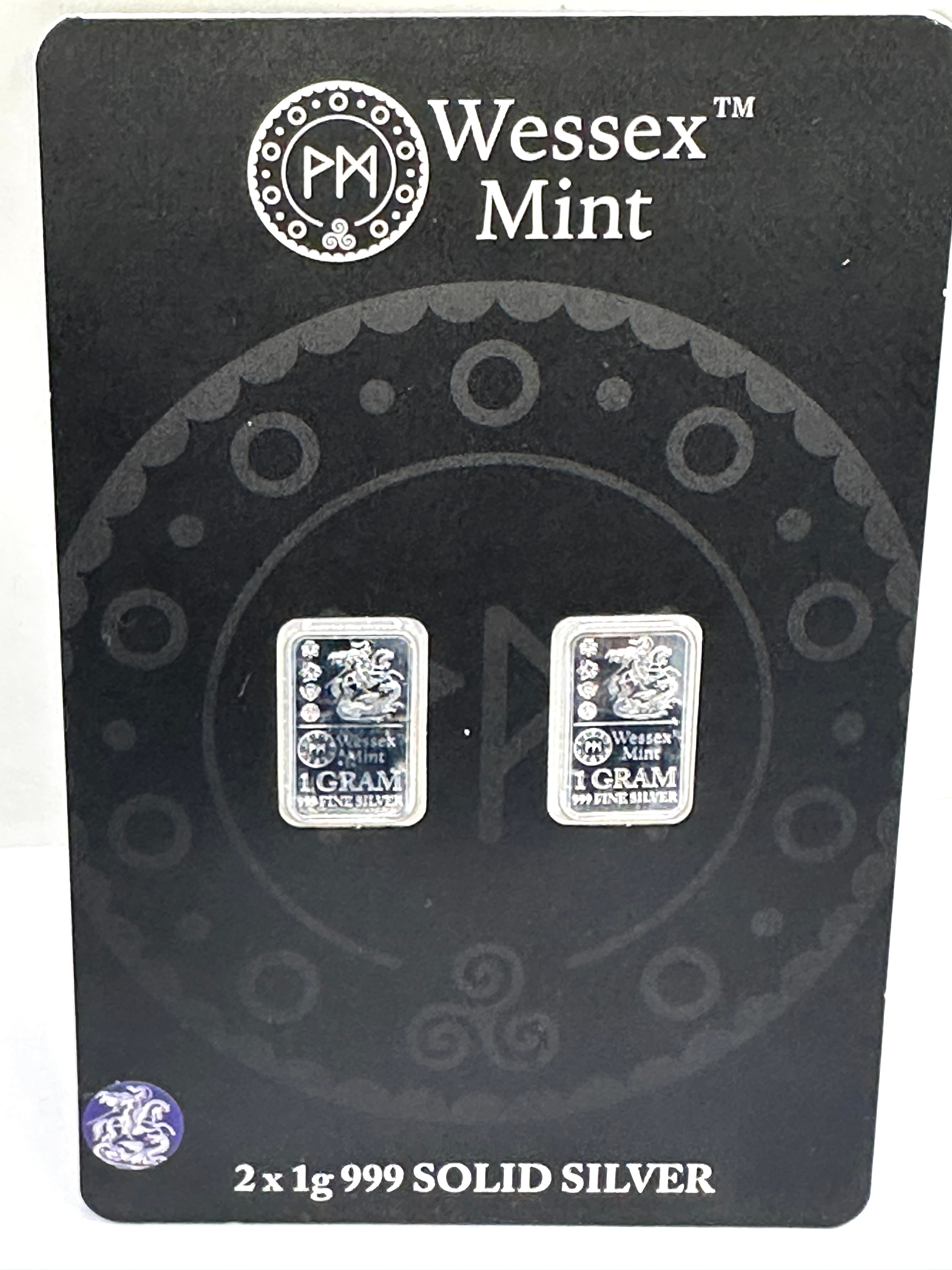 A Pair of Wessex Mint .999 Fine Silver 1g Bullion Bars