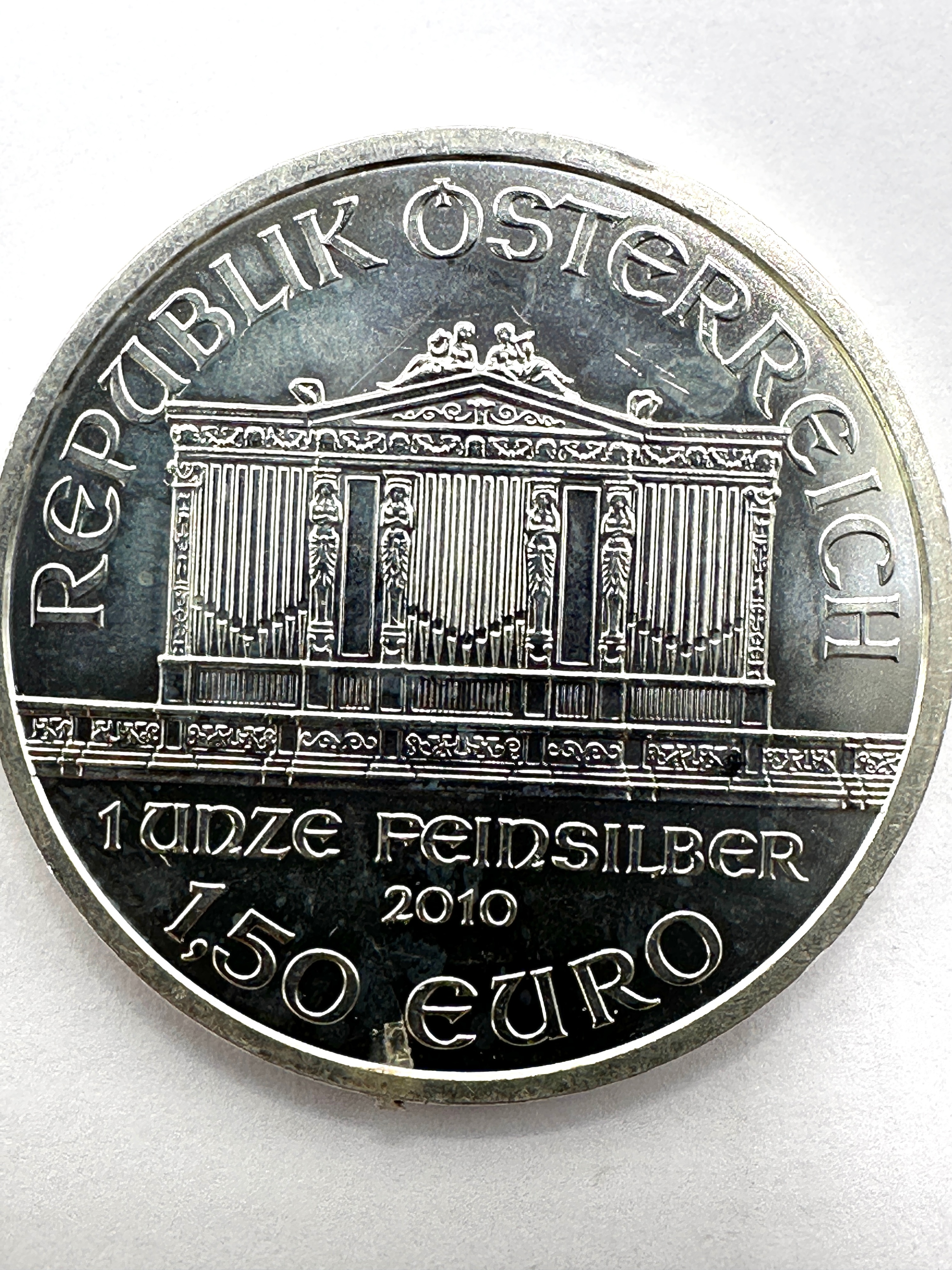 Austria 2010 Wiener Philharmoniker Fine Silver 1,50 Euro Coin