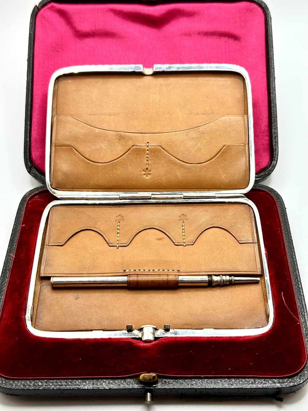 A Late Victorian Birmingham 925 Silver Card Case and Wallet Combination