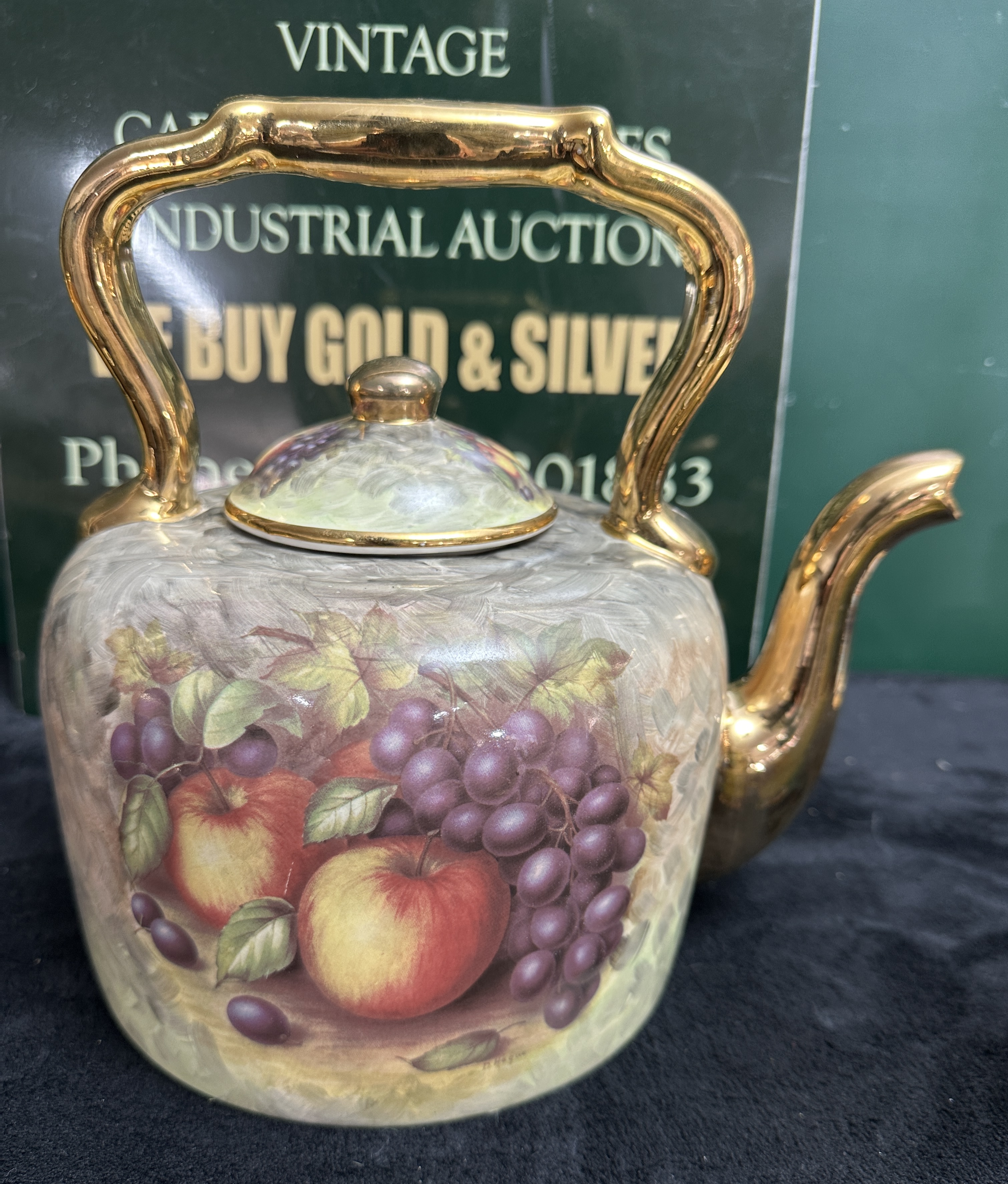 A Baron Staffs Ltd Bone China Teapot Painted by Doug Hague