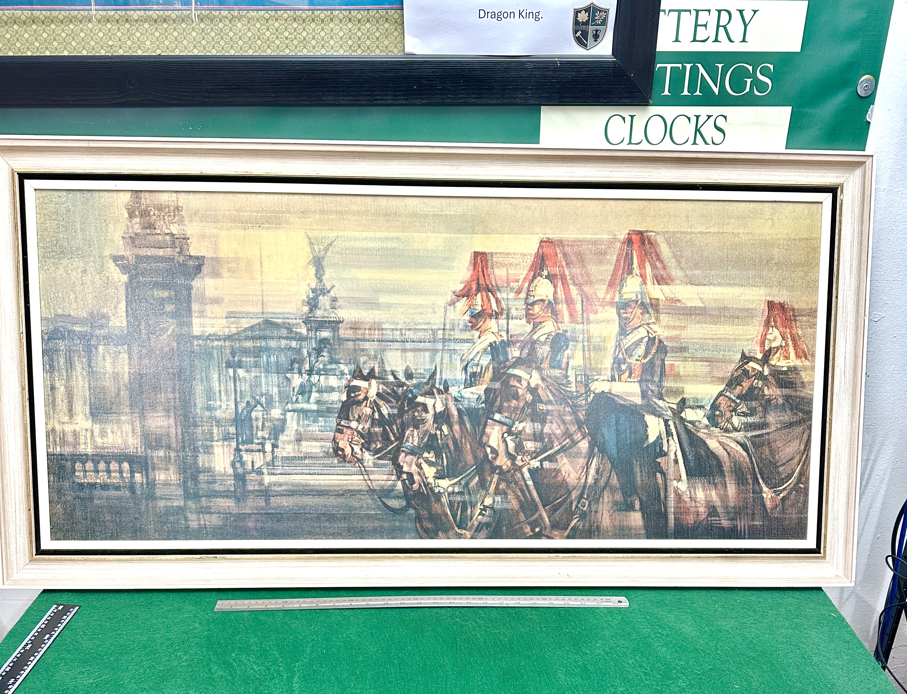 A Large Framed Art Print Depicting the Household Cavalry in London