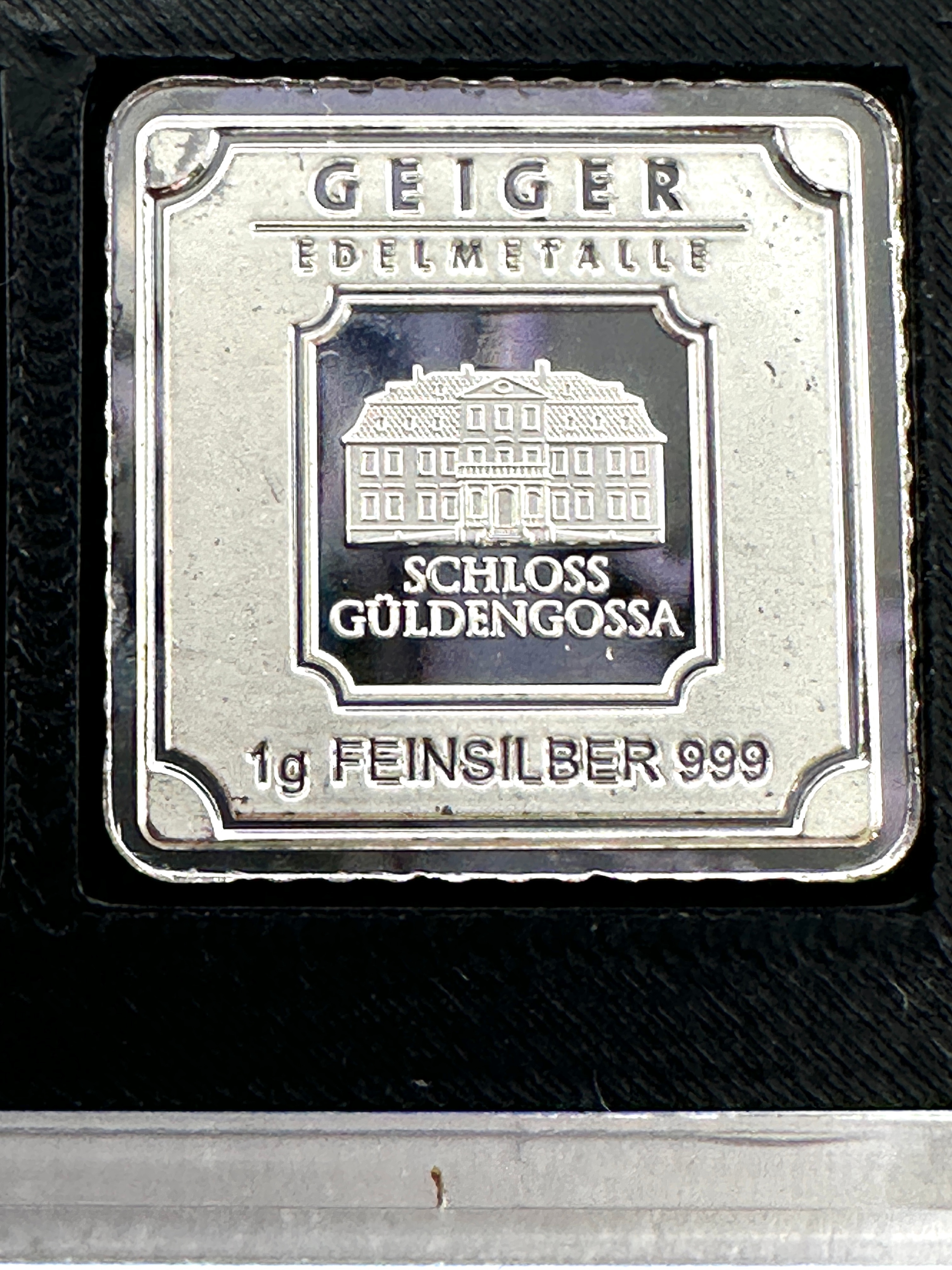 Geiger Edelmetalle Schloss Güldengossa .999 Fine Silver 1g Square Bar