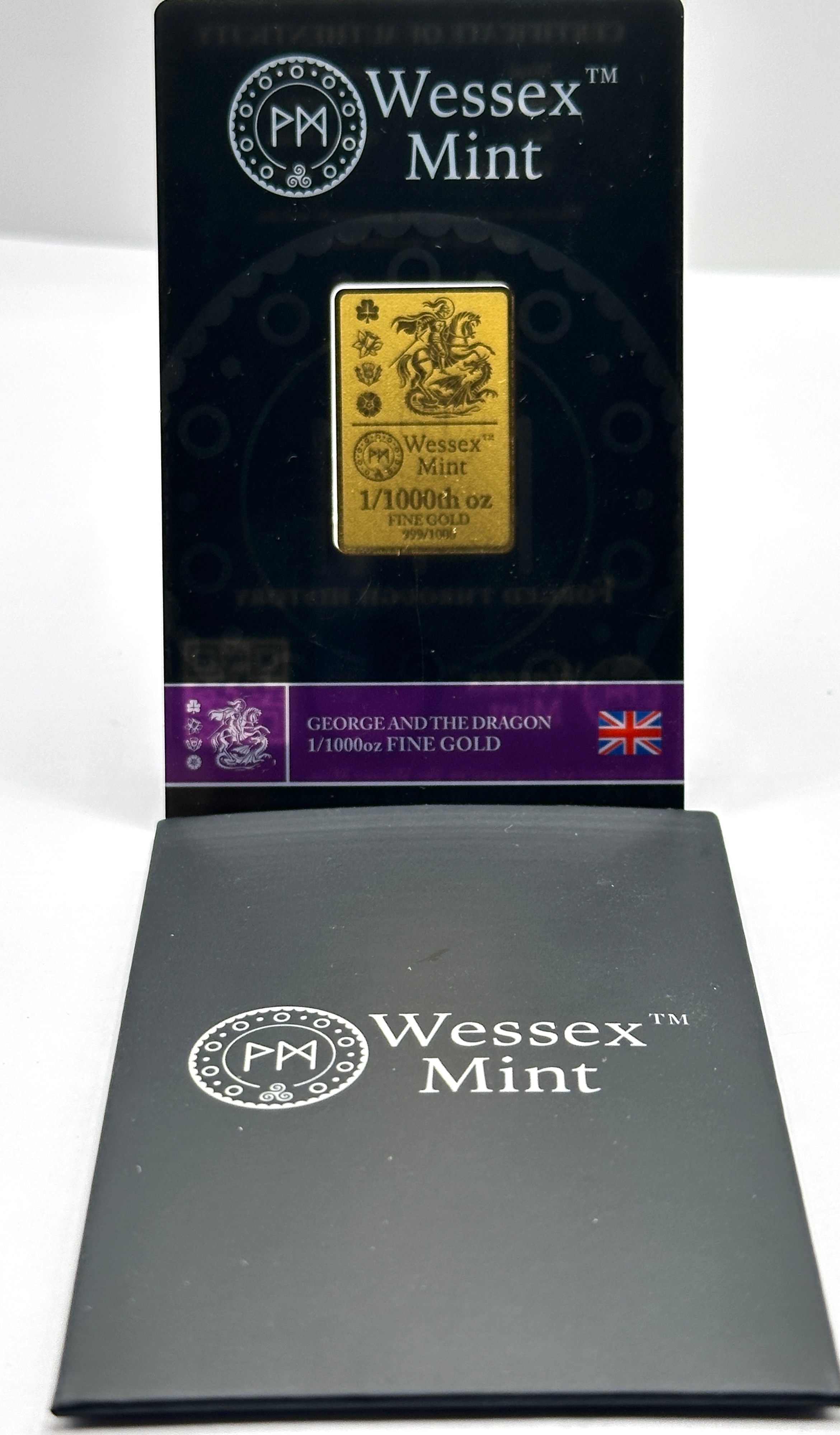 UK Wessex Mint George and the Dragon Fine Gold 1/1000th oz Bar
