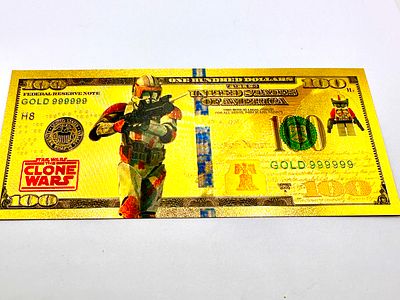 A 2009 Star Wars The Clone Wars US Gold Foil Novelty Note