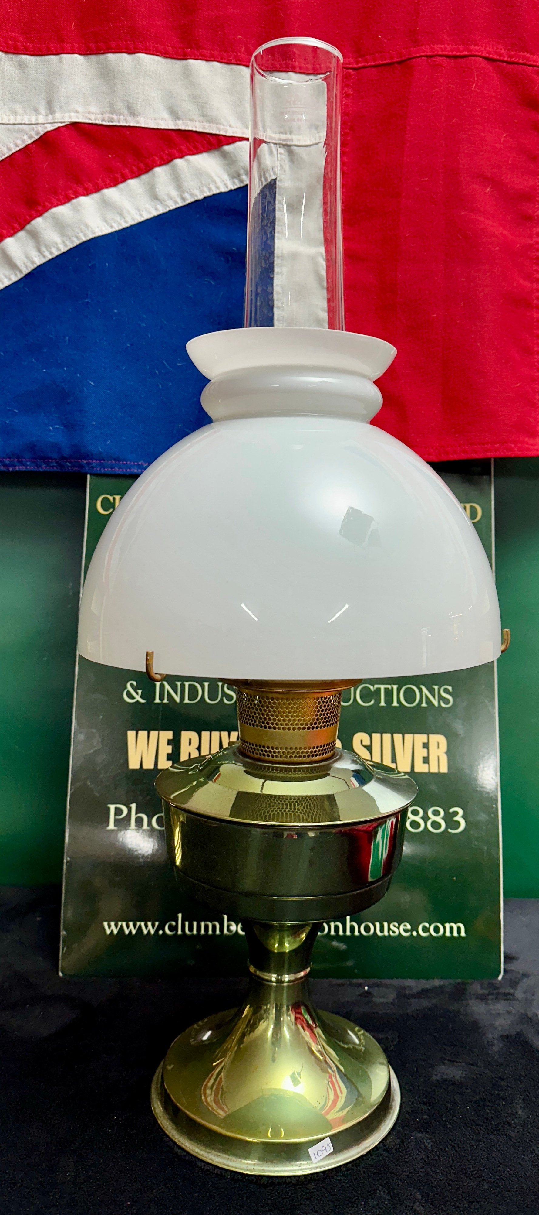 An Aladdin Paraffin Table Lamp with Opaque Glass Shade
