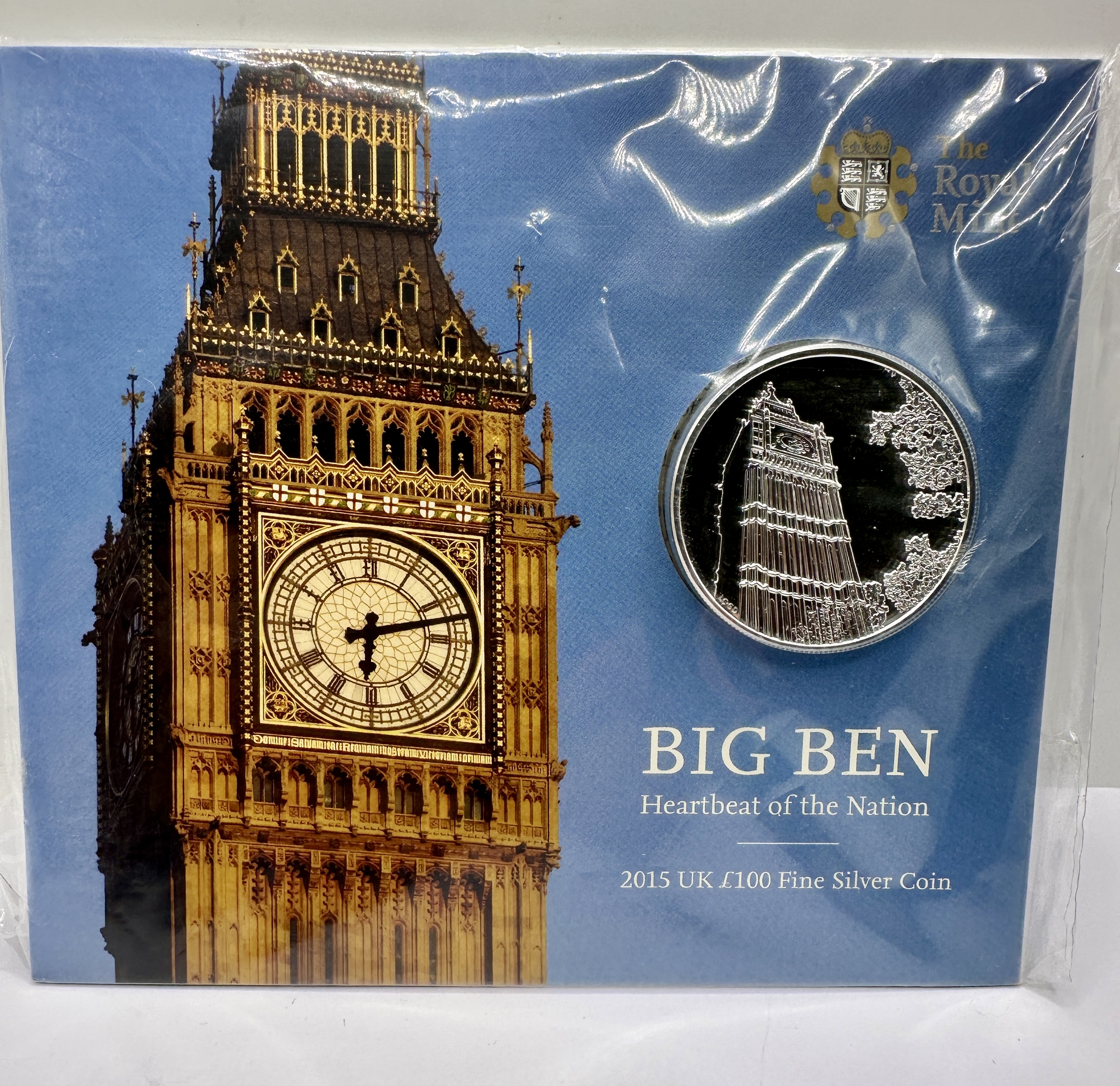 UK 2015 Big Ben 999 Fine Silver £100 Coin