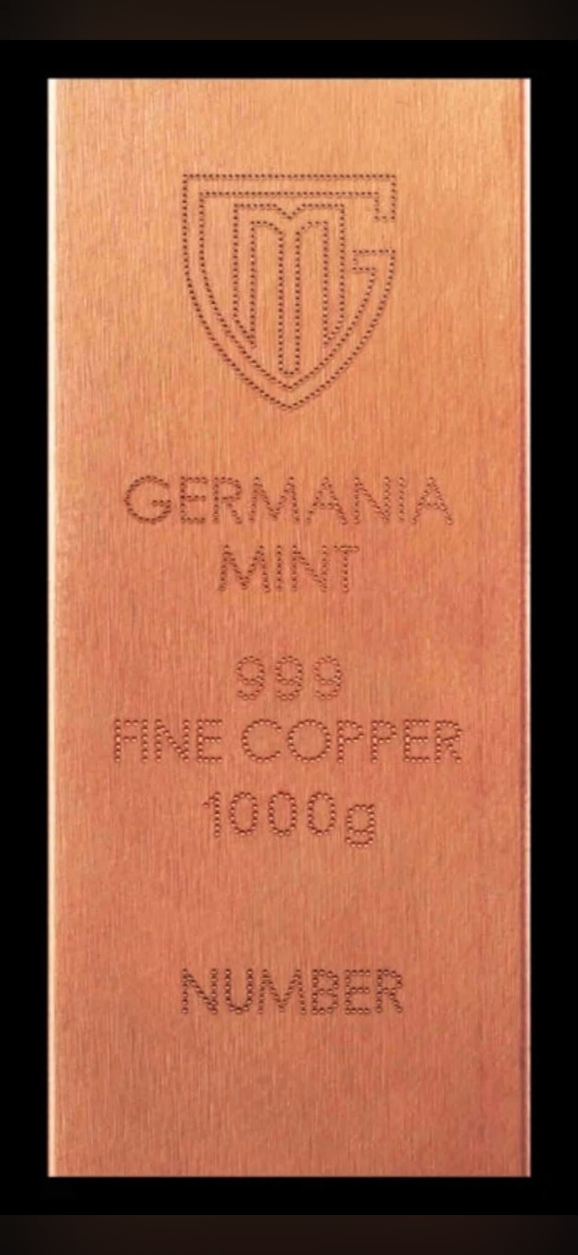 Germania Mint 1000g .999 Fine Copper Investment Bar