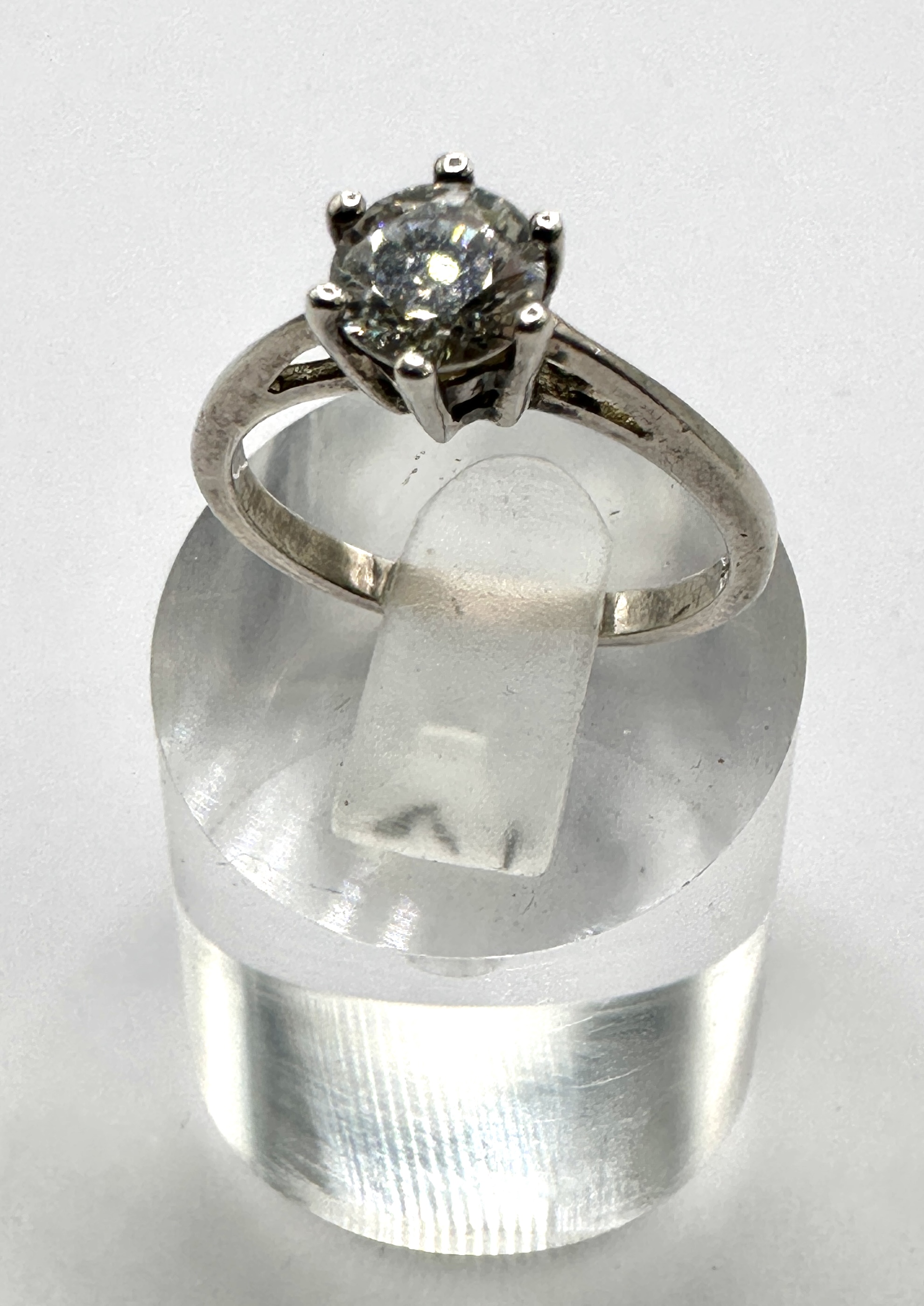 A 925 Silver Solitaire Engagement Style Ring
