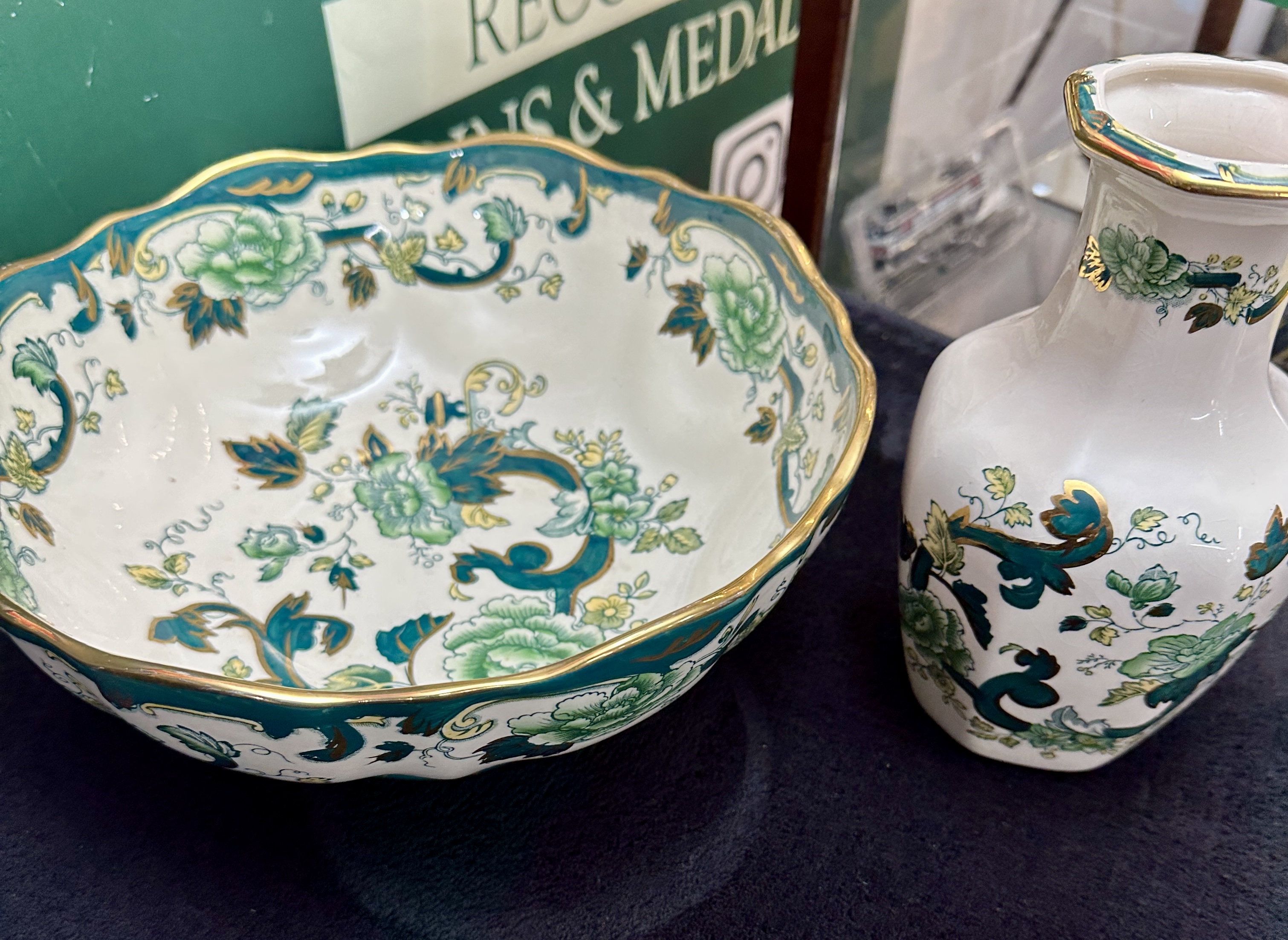 A Mason's Ironstone Jug and Basin Set in Chartreuse Pattern