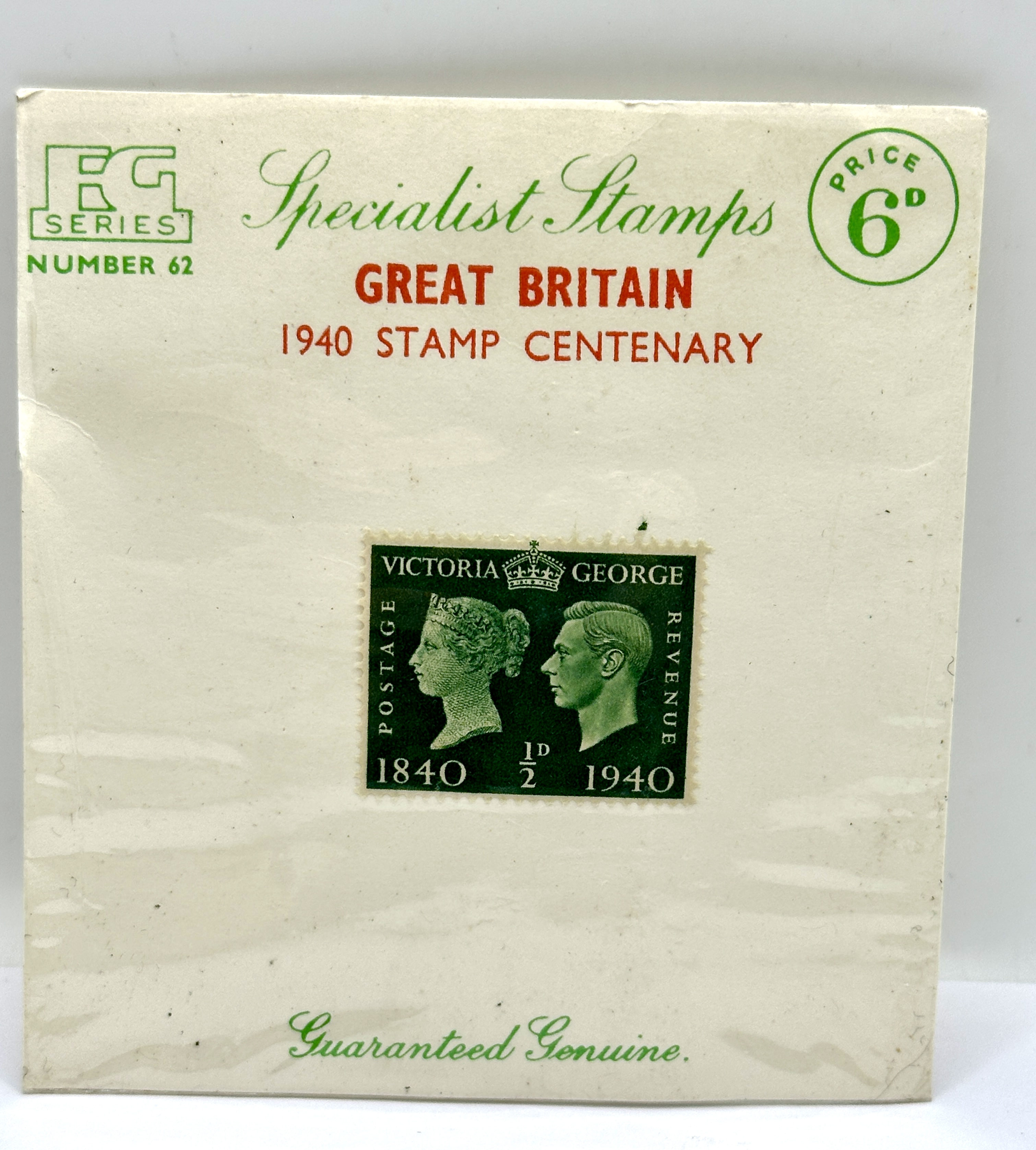 UK 1940 1/2d Stamp Centenary Commemorative Stamp