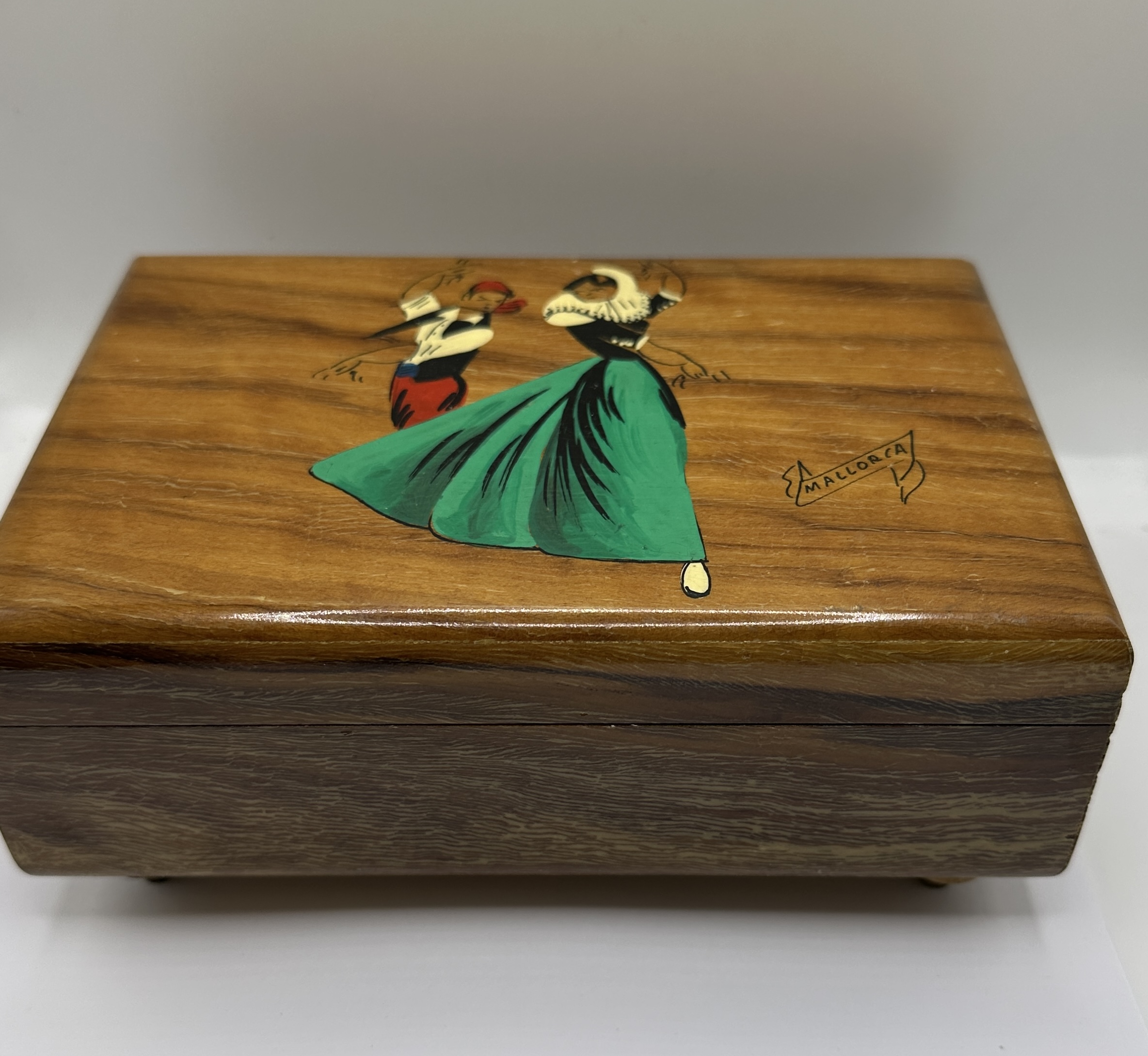 A Mallorca Hand-Painted Wooden Box and Assorted Jewellery