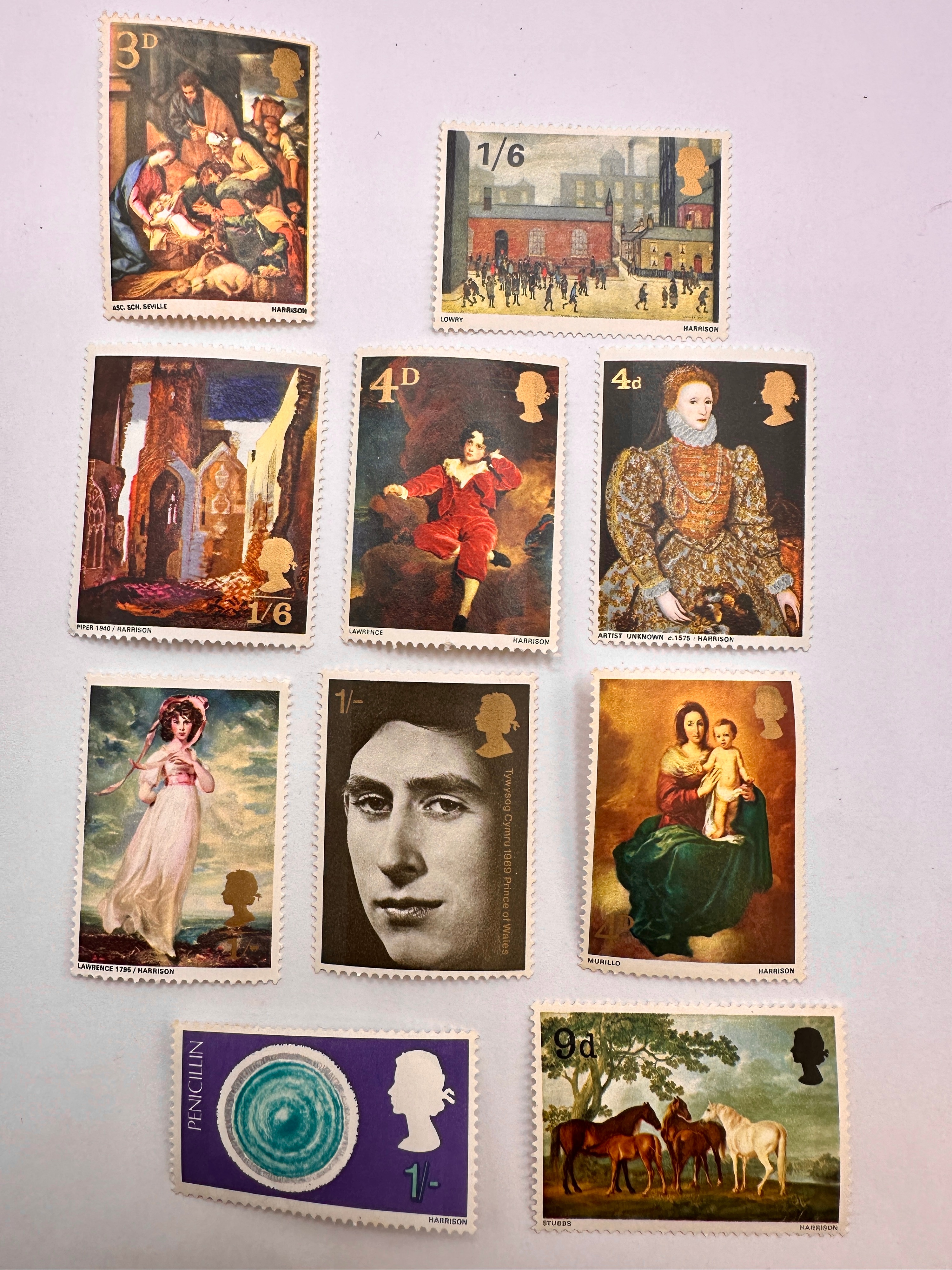 A Collection of UK 1967-1969 Commemorative Postage Stamps, Harrison Printings