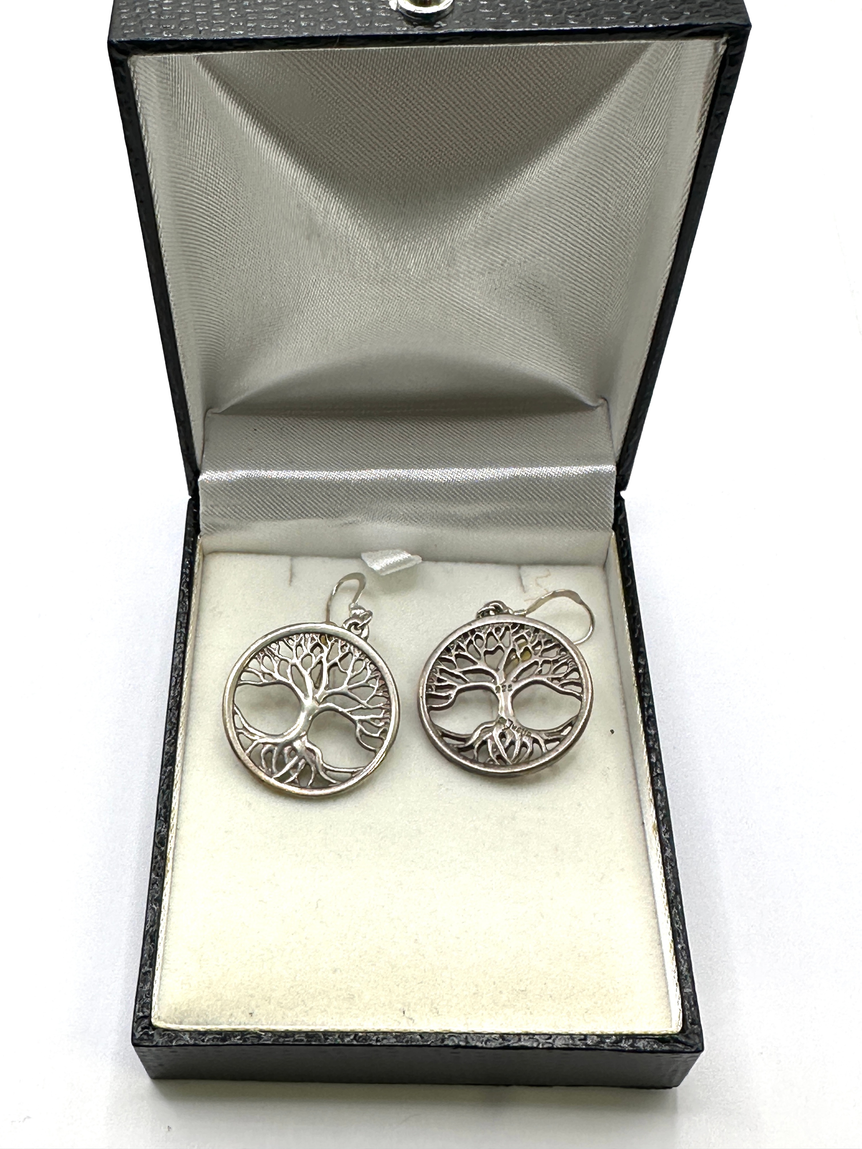 A Pair of Justin 925 Silver Tree of Life Drop Earrings