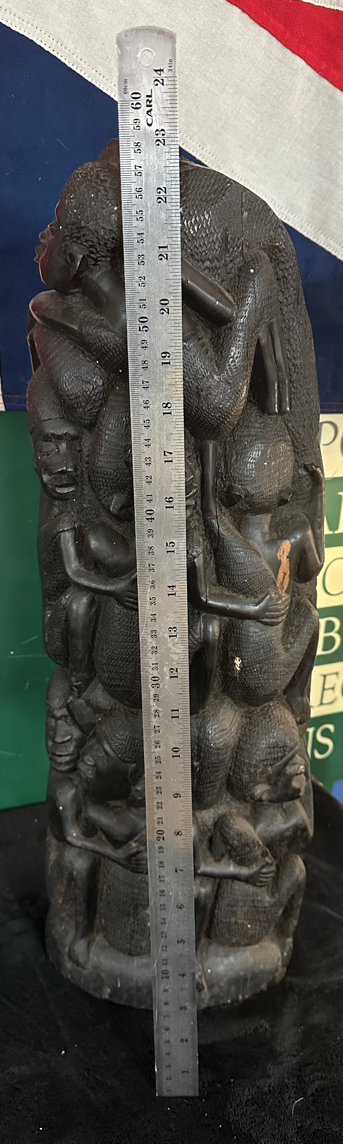 A Makonde Ebony Ujamaa Tree of Life Carved Sculpture
