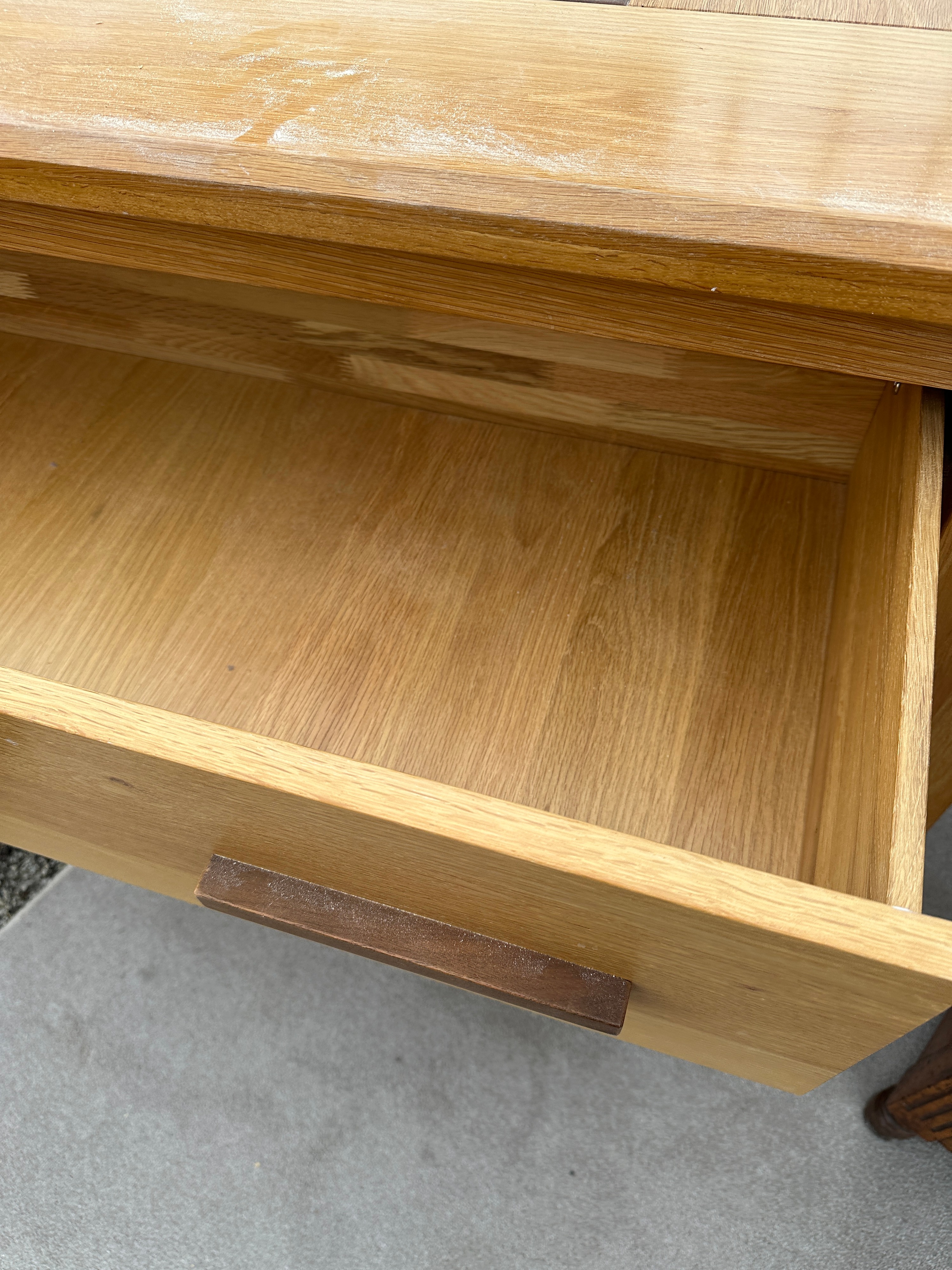A Contemporary Oak Three-Drawer Chest With Wooden Bar Handles
