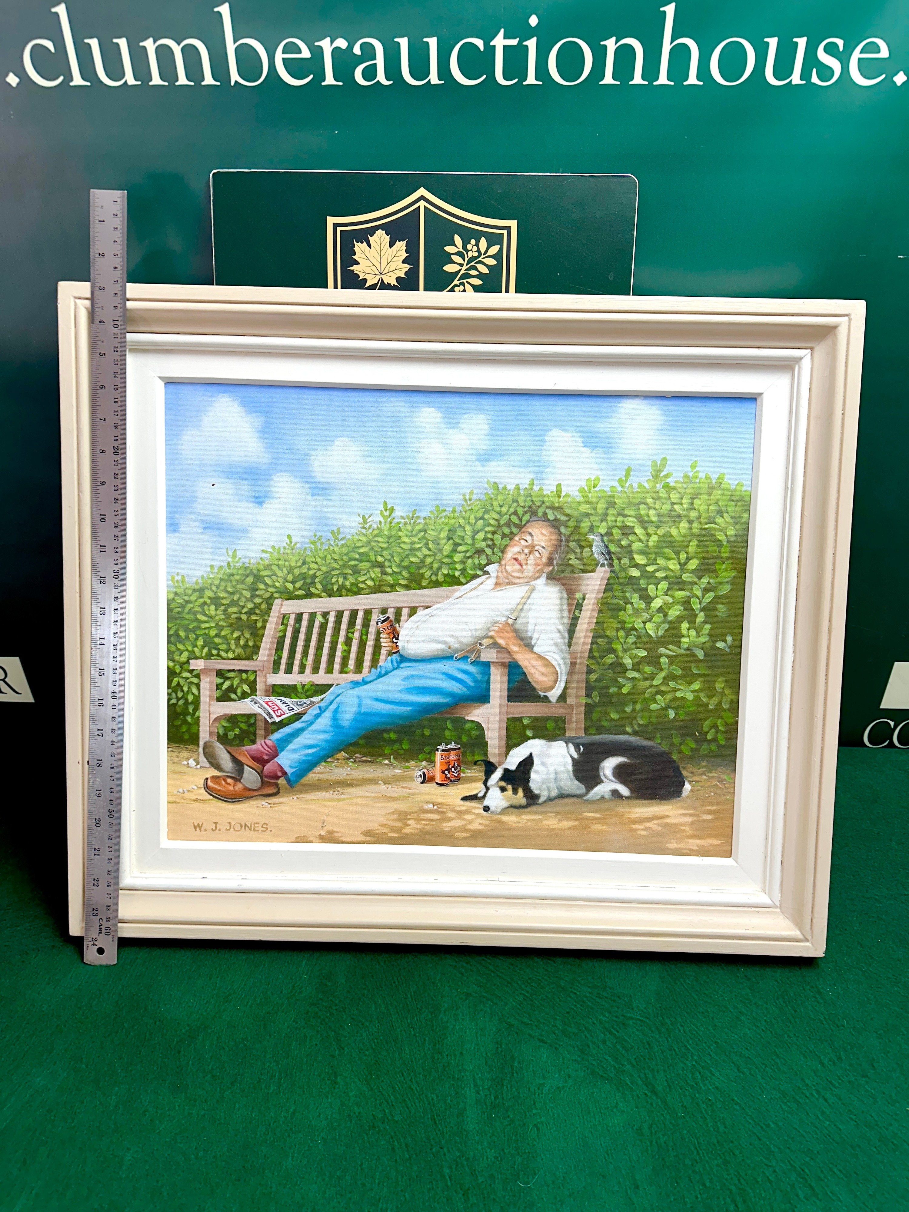 W. J. Jones, A Contemporary Genre Scene Of A Man Napping On A Bench