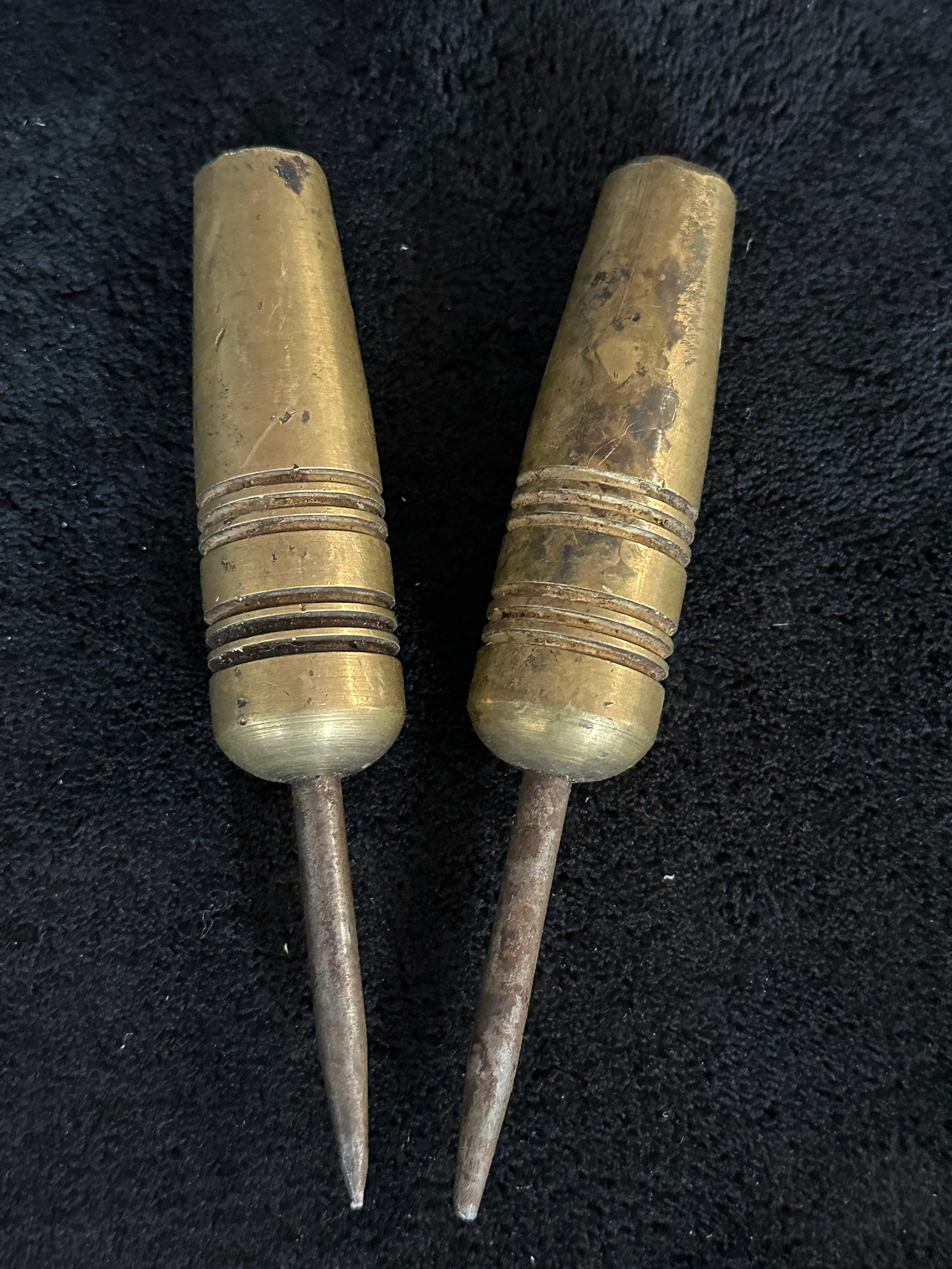 A Pair of WW1 Trench Art Brass and Steel Darts