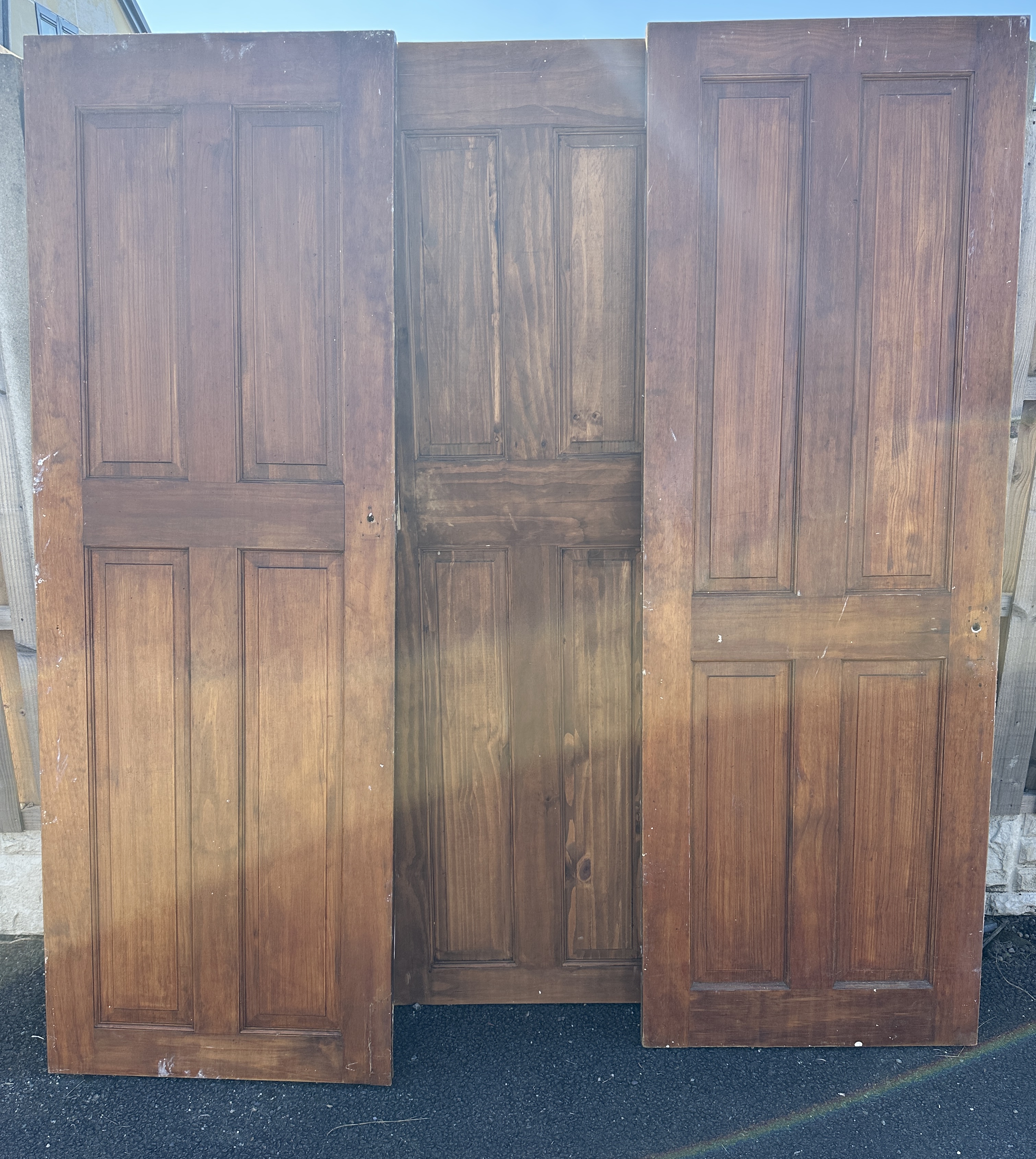 A Set of Three Victorian Style Four Panel Softwood Interior Doors