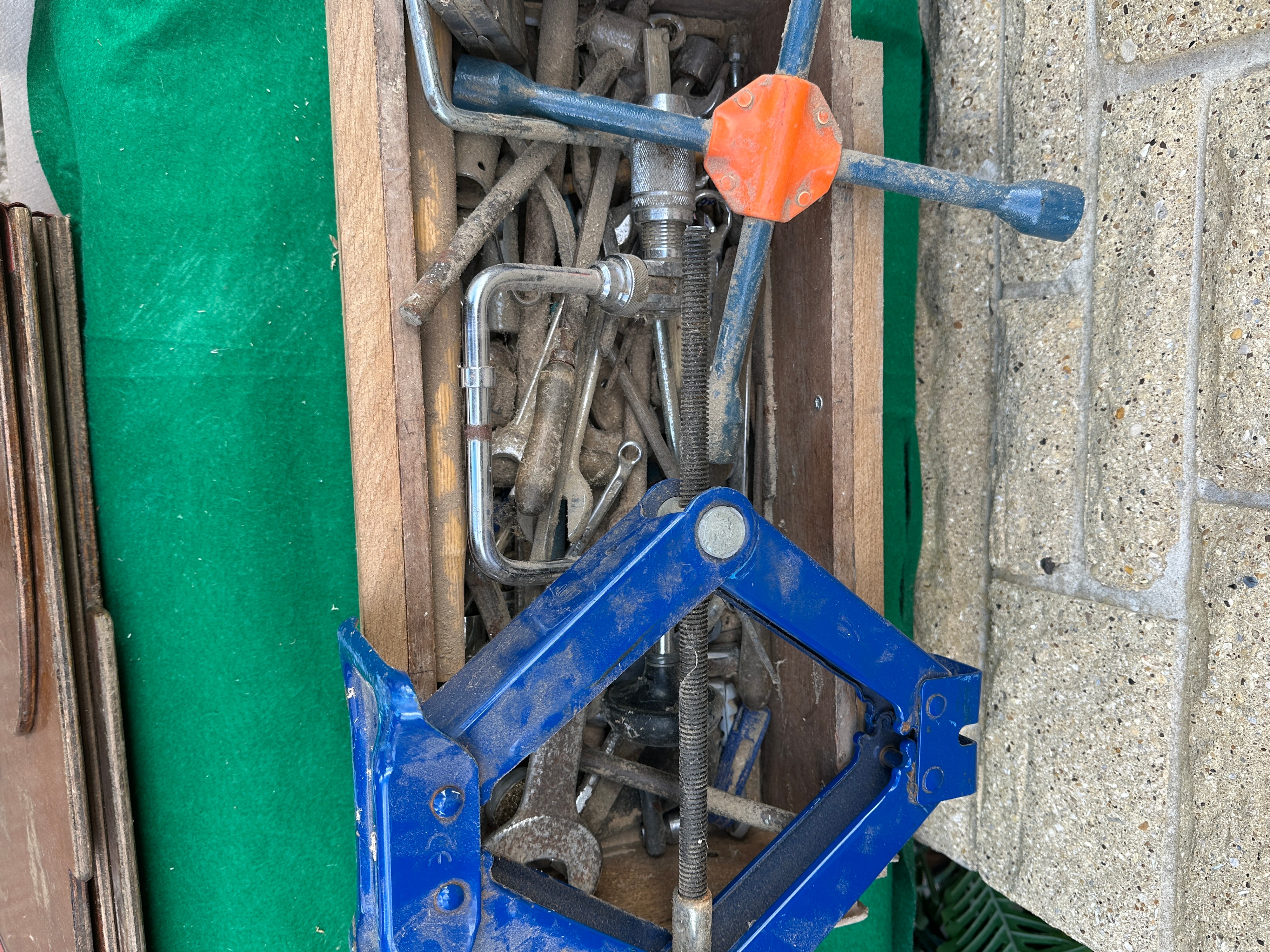 An Assortment of Vintage Mechanical and Automotive Tools in Wooden Crate