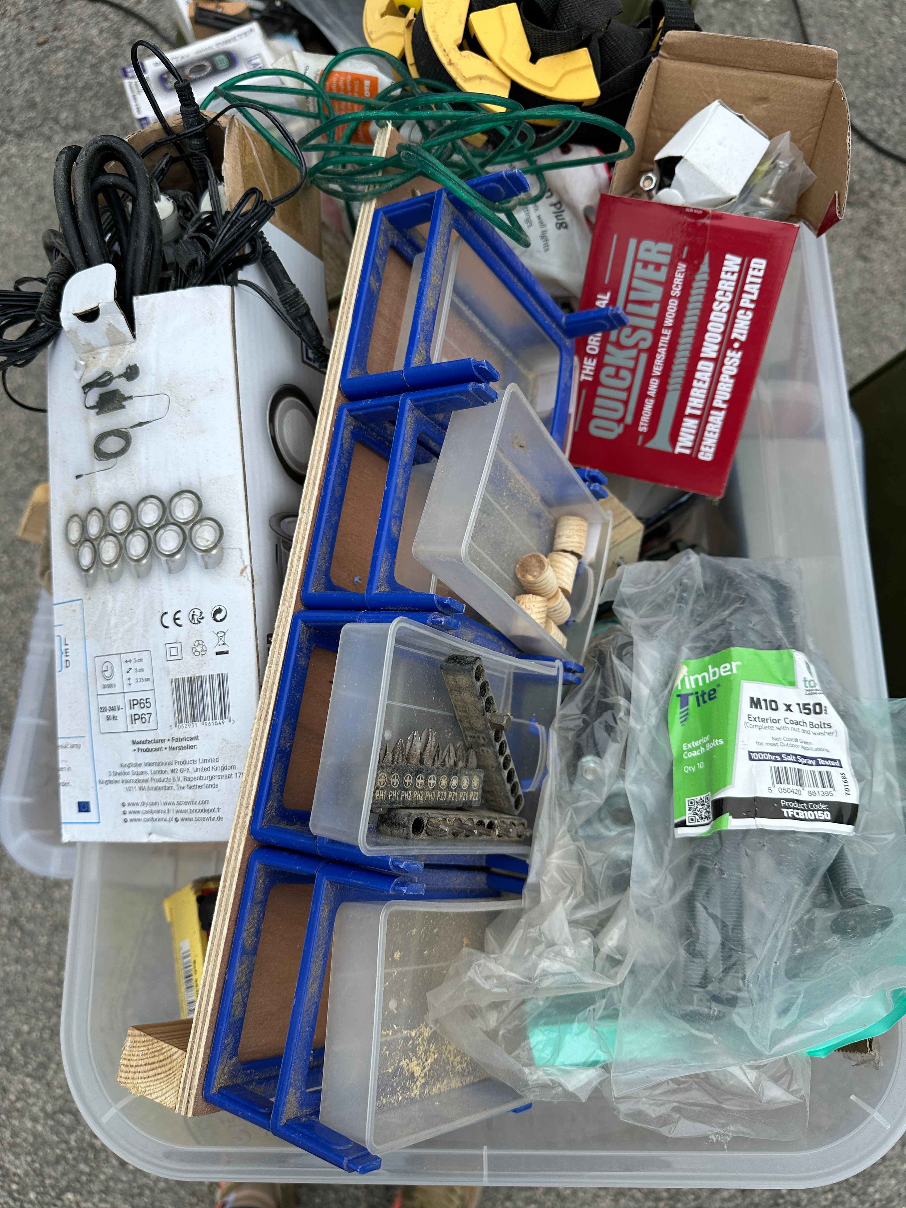 A Collection of Modern Construction Fasteners, Connectors and Electrical Components