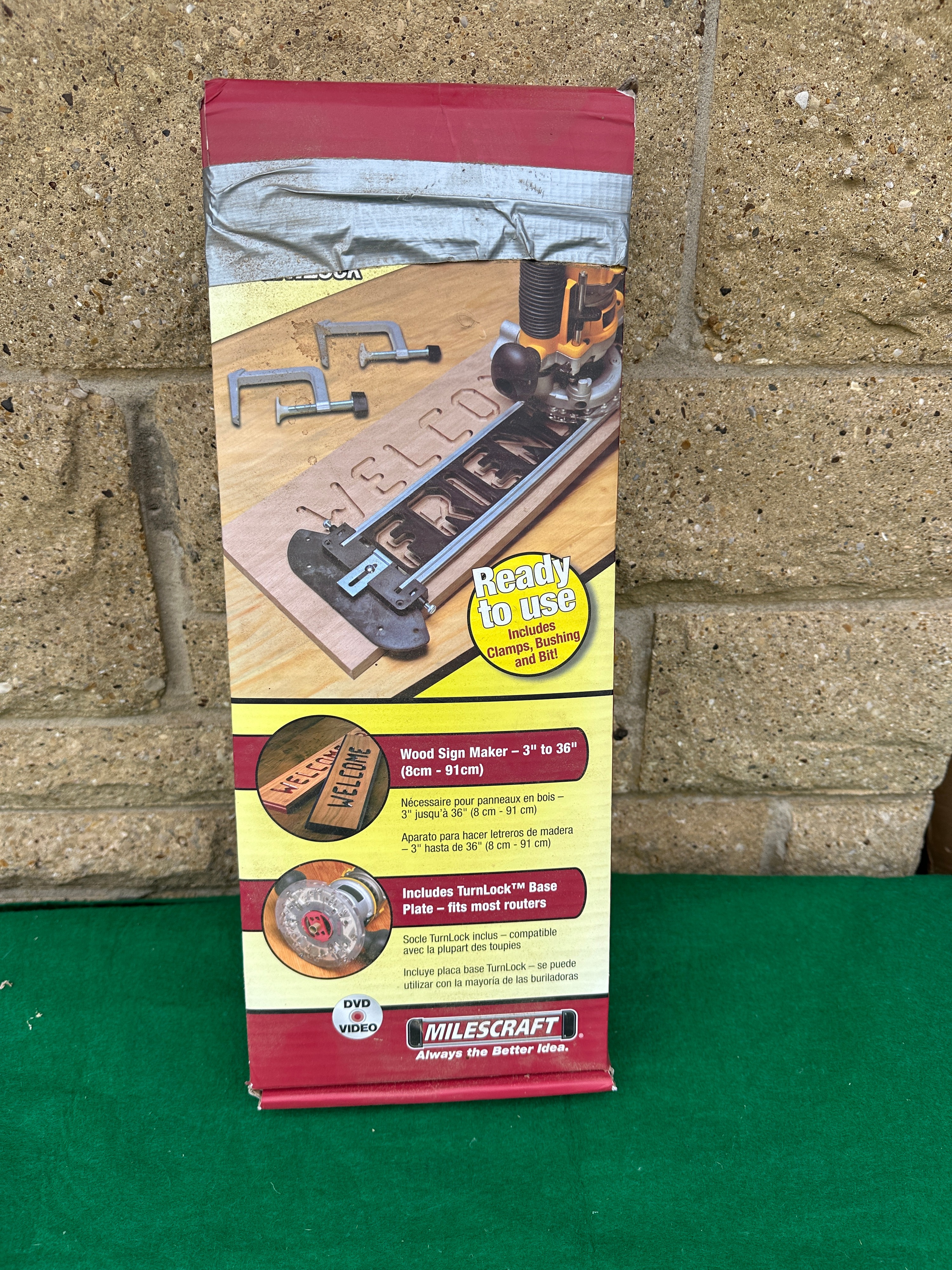 A Milescraft Wood Sign Maker Kit, Including Guide Rails and Accessories