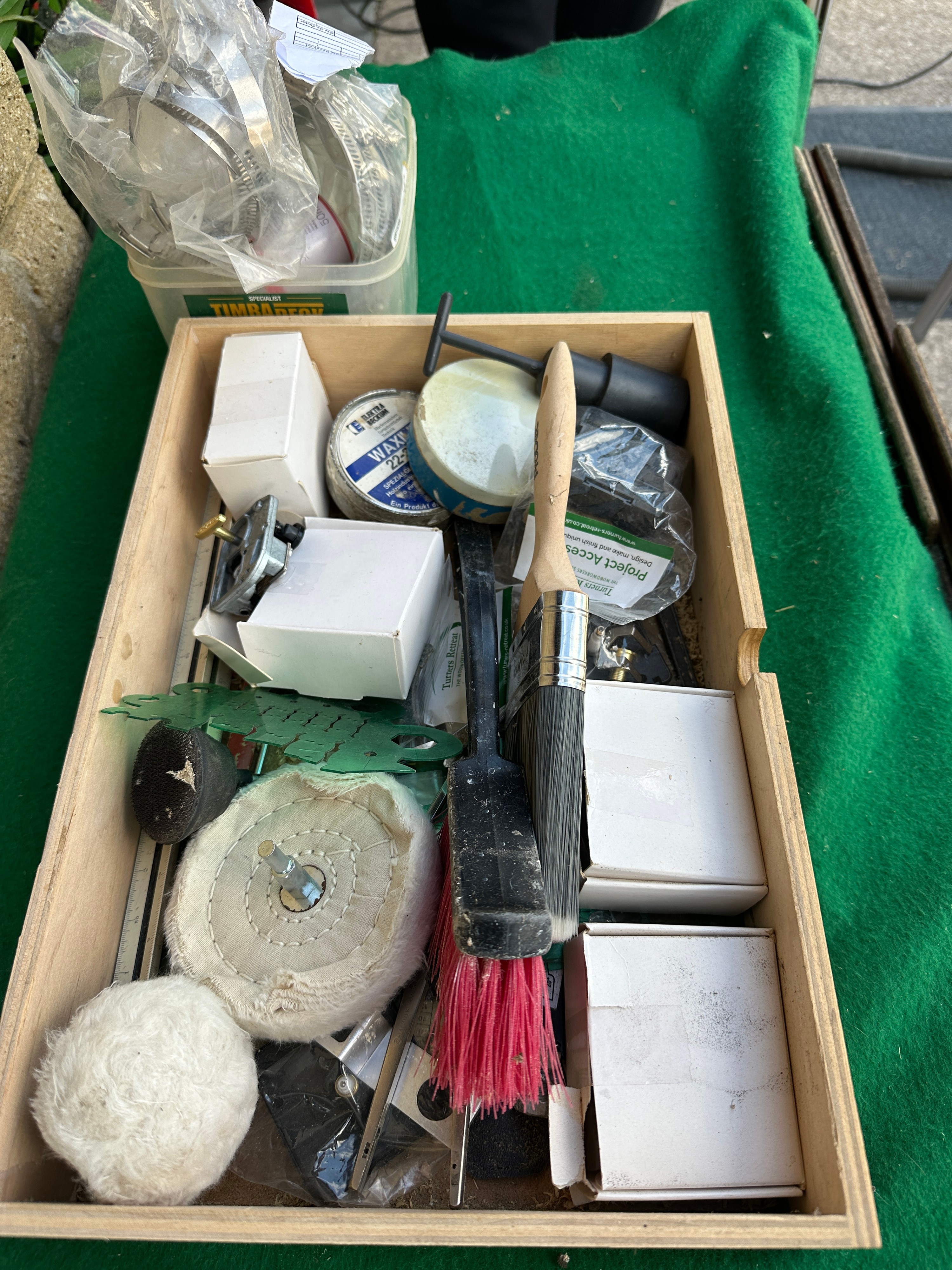 A Group of Woodturning Accessories and Polishing Tools, including Turners Retreat Components