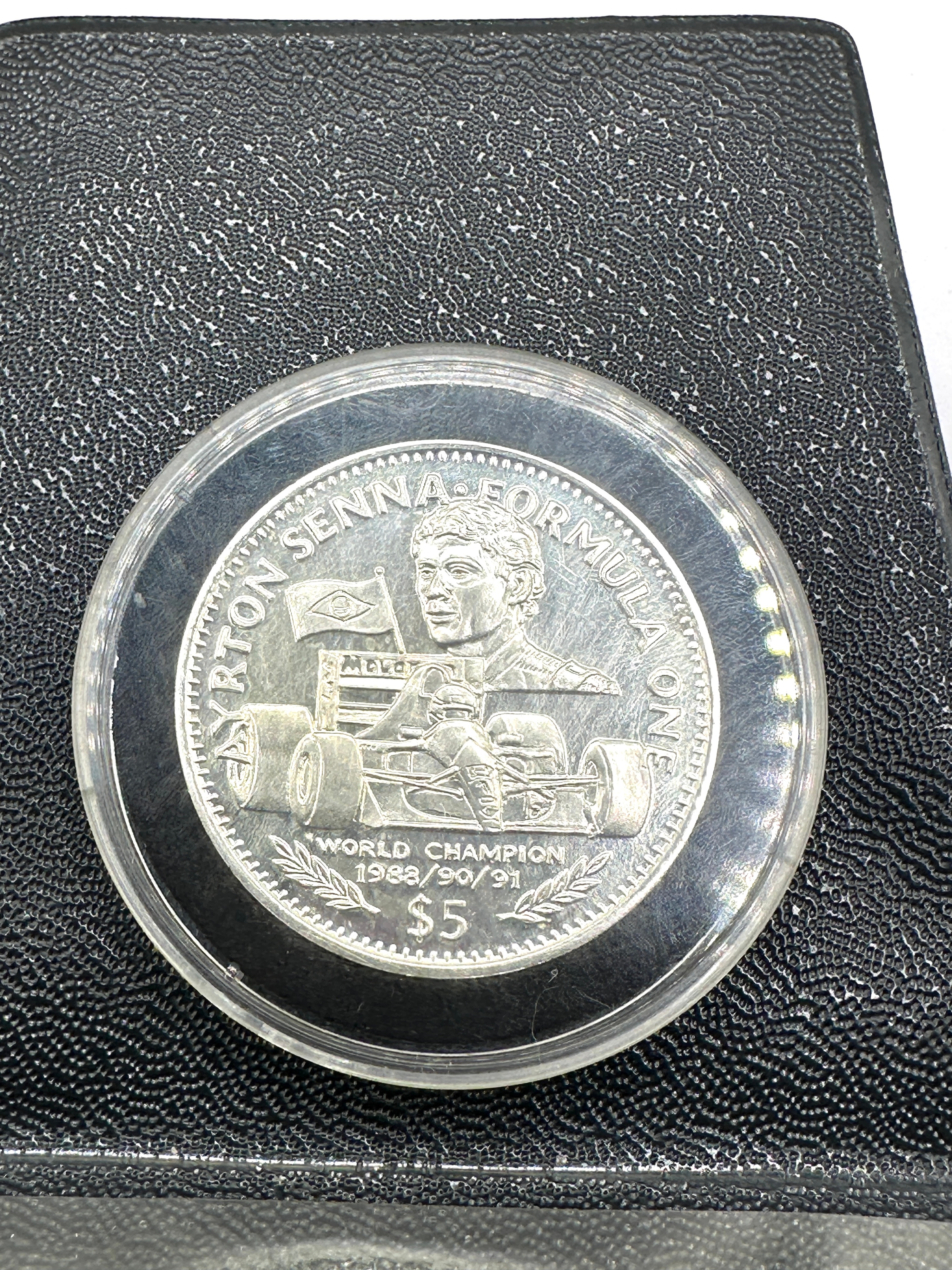 Liberia 1992 Ayrton Senna Fine Silver 5 Dollars Coin