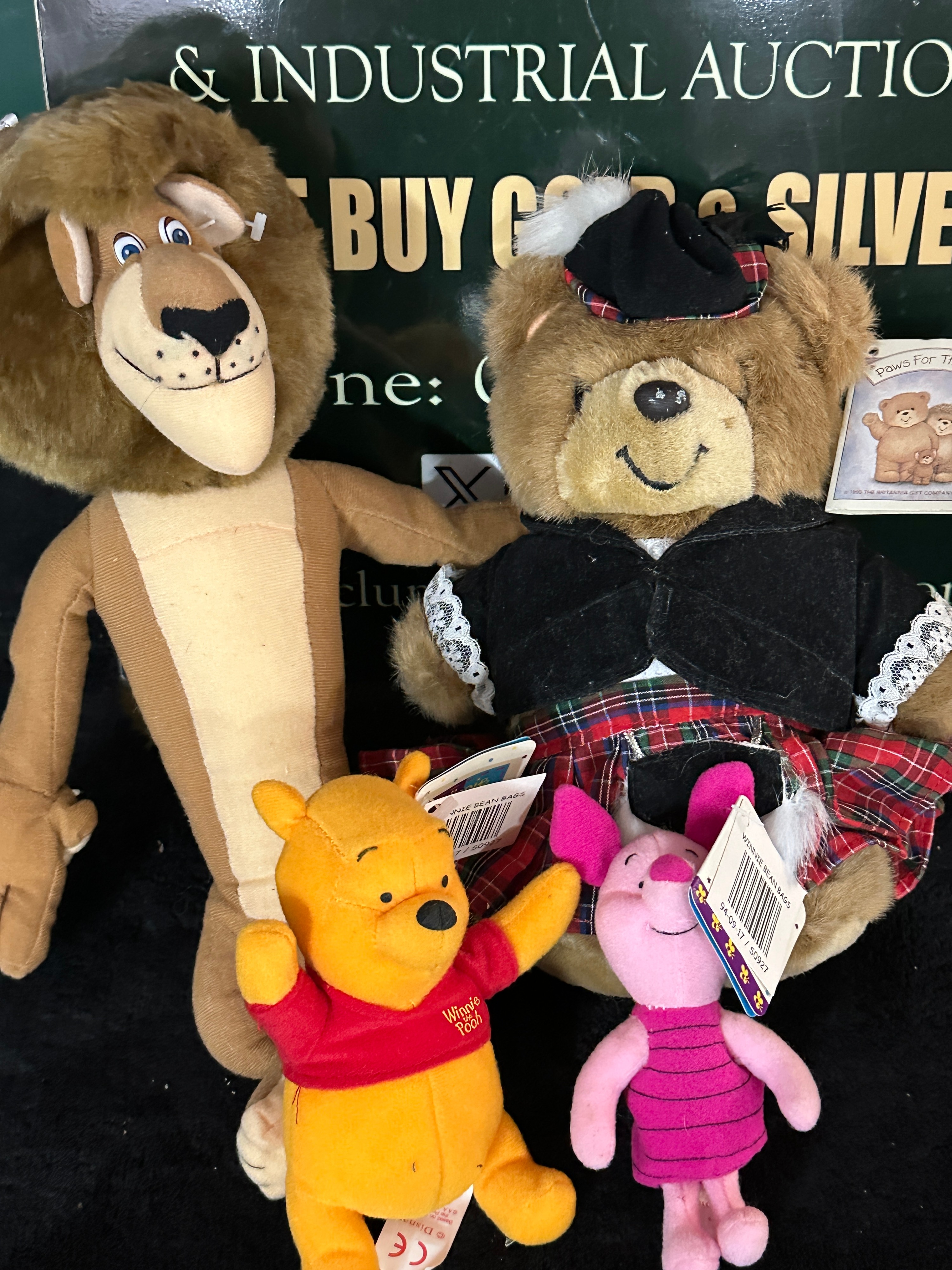 A Collection of Licensed Plush Character Soft Toys including Jemini Piglet