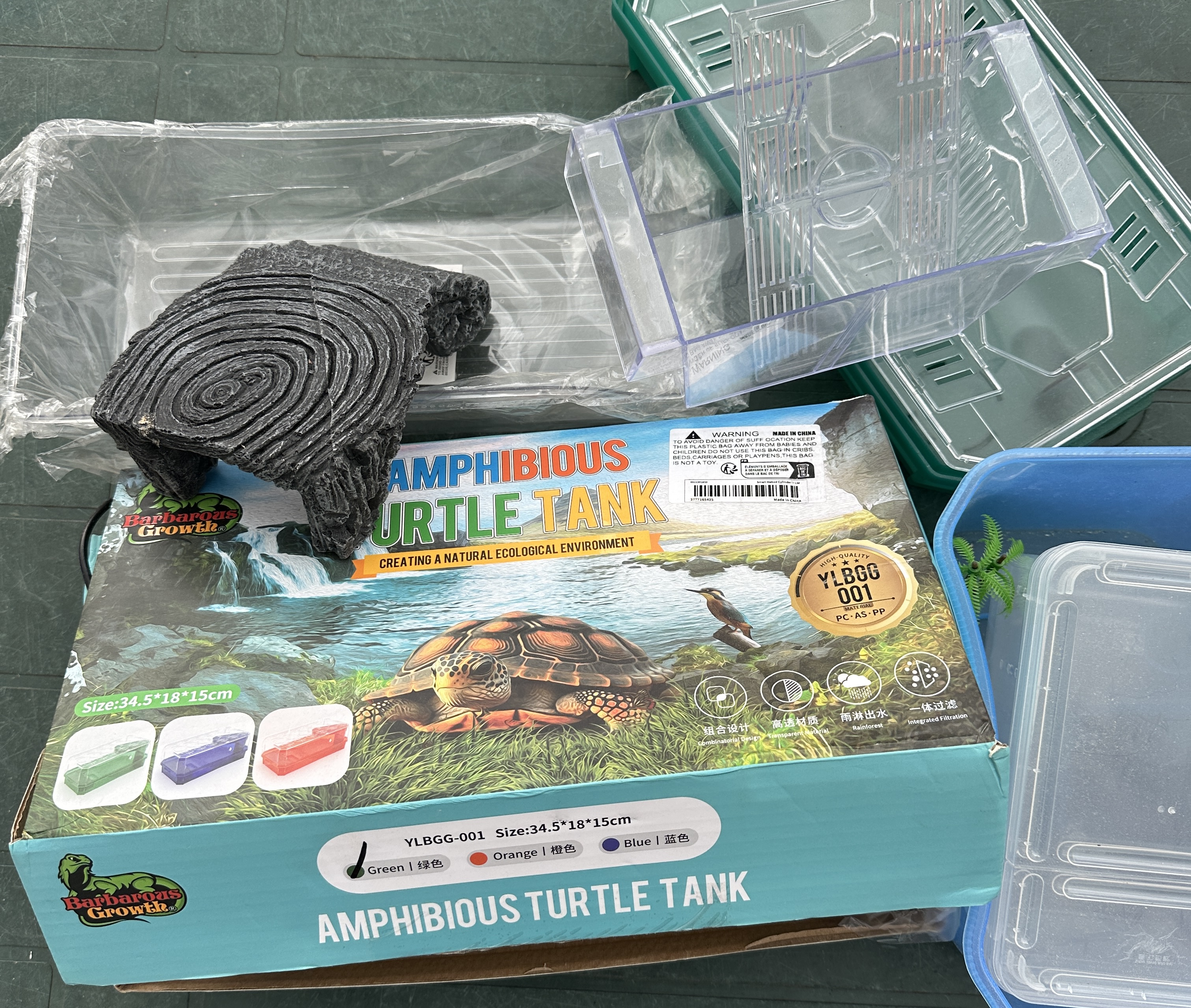 A Barbarous Growth Turtle Tank Kit and Tetra Glass Aquarium