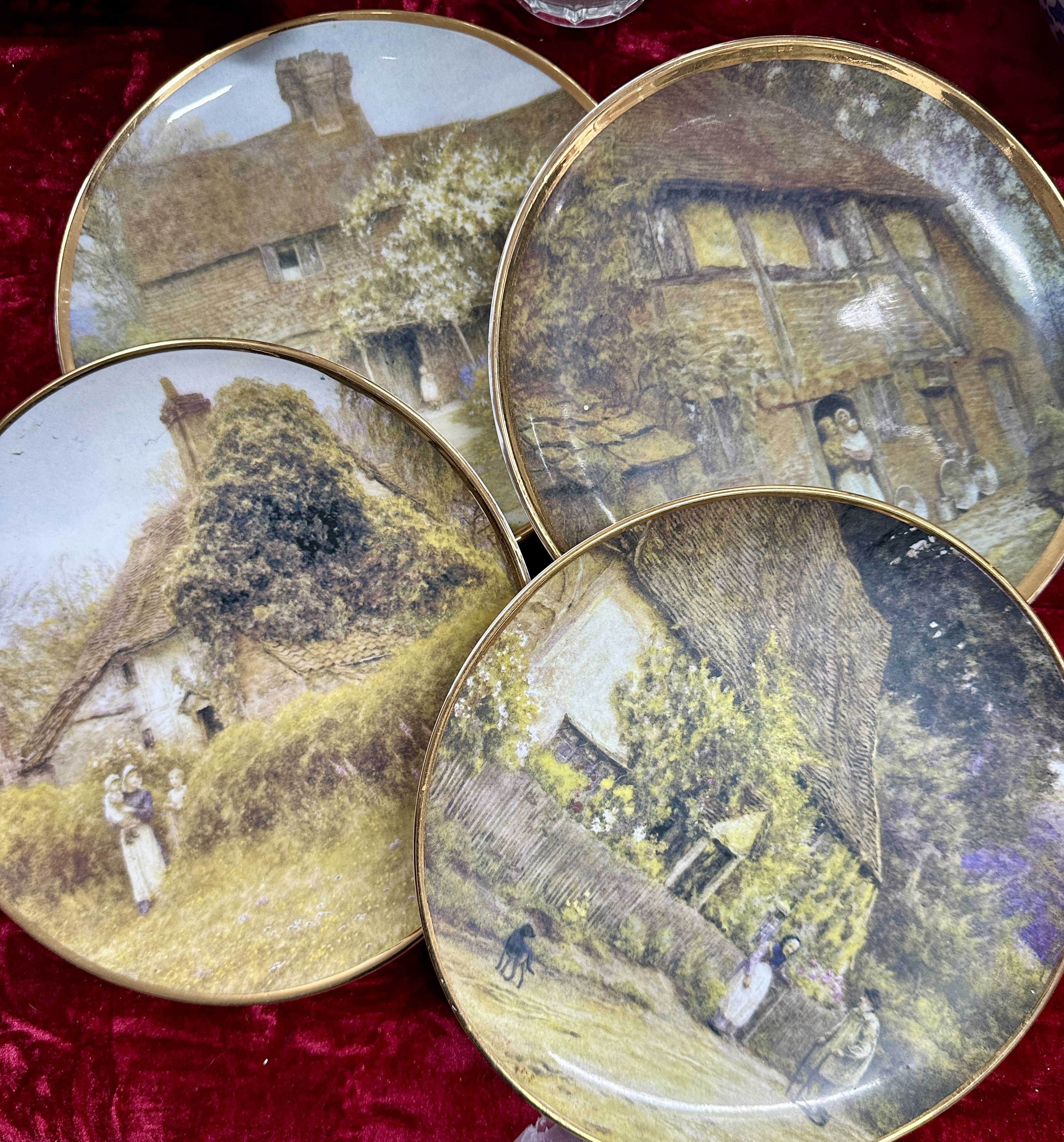 A Set of Lindrick Pottery Bone China Helen Allingham Cottage Scene Decorative Plates