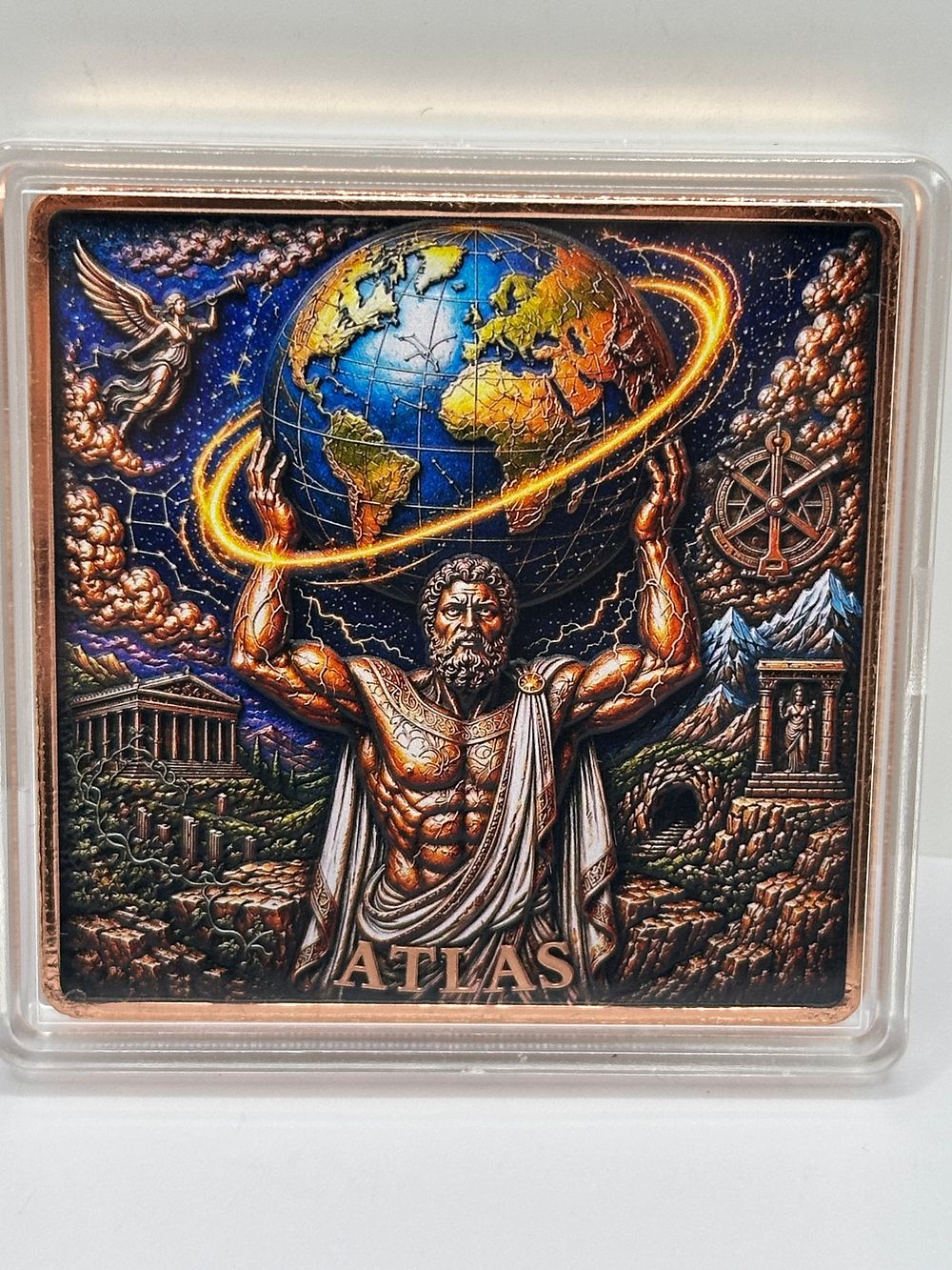 Lot 7: TBL Mint Mythology Series Atlas 5 AVDP Ounces Fine Copper Bar
