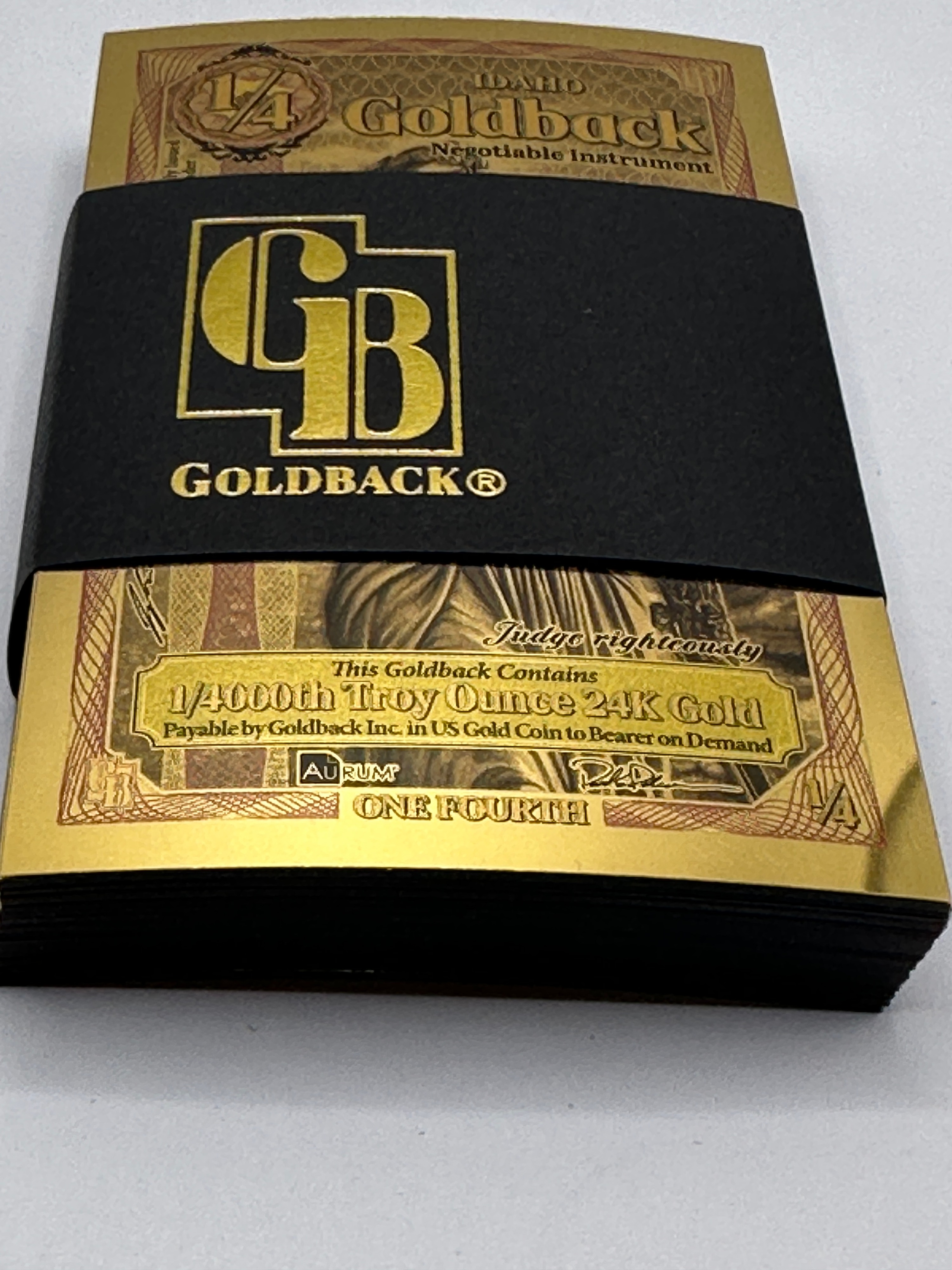 Idaho Goldback 24ct Gold 1/4000th Troy Ounce Note 100-Pack