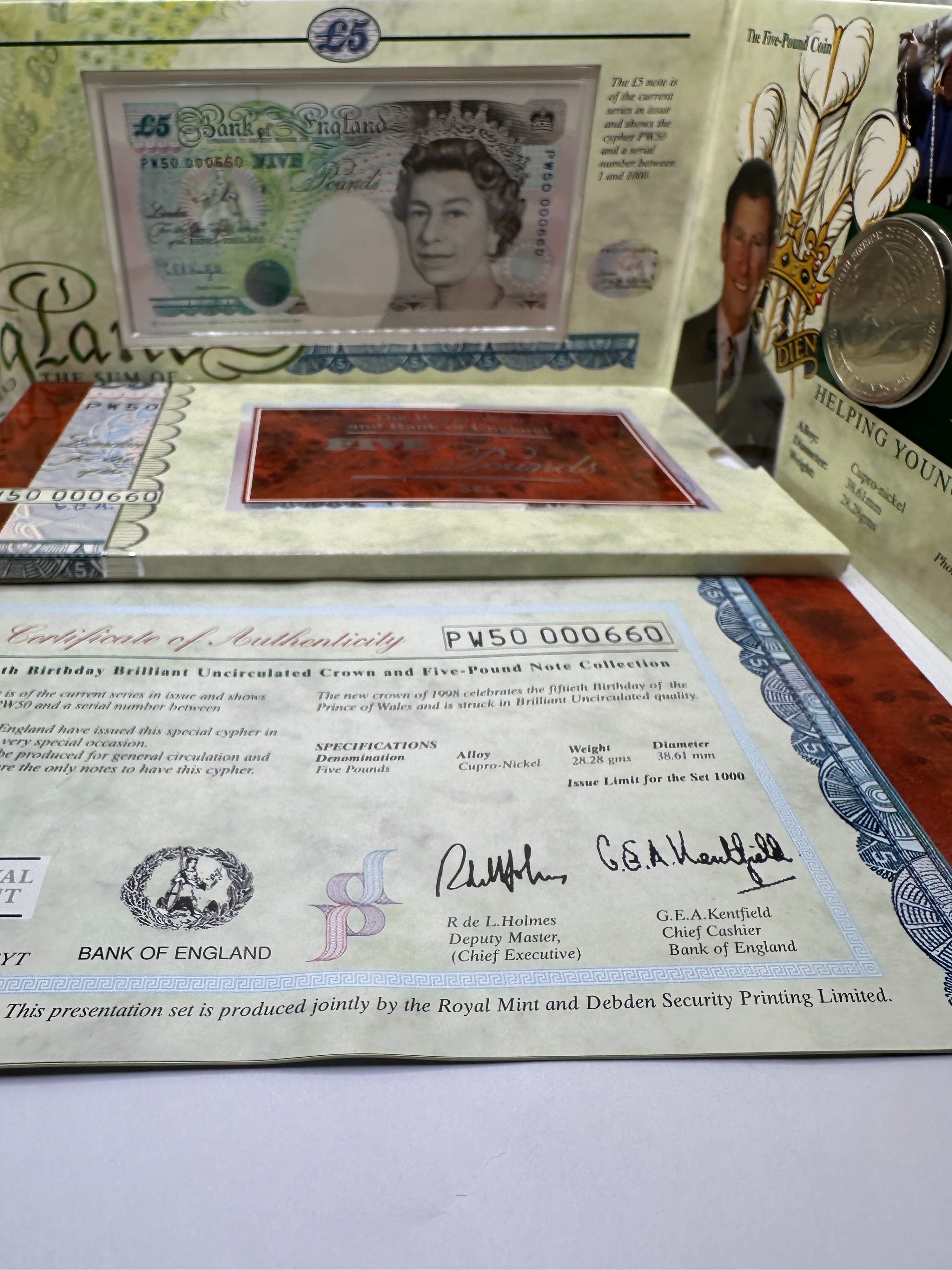 UK 1998 HRH The Prince of Wales Fiftieth Birthday Five Pounds Set