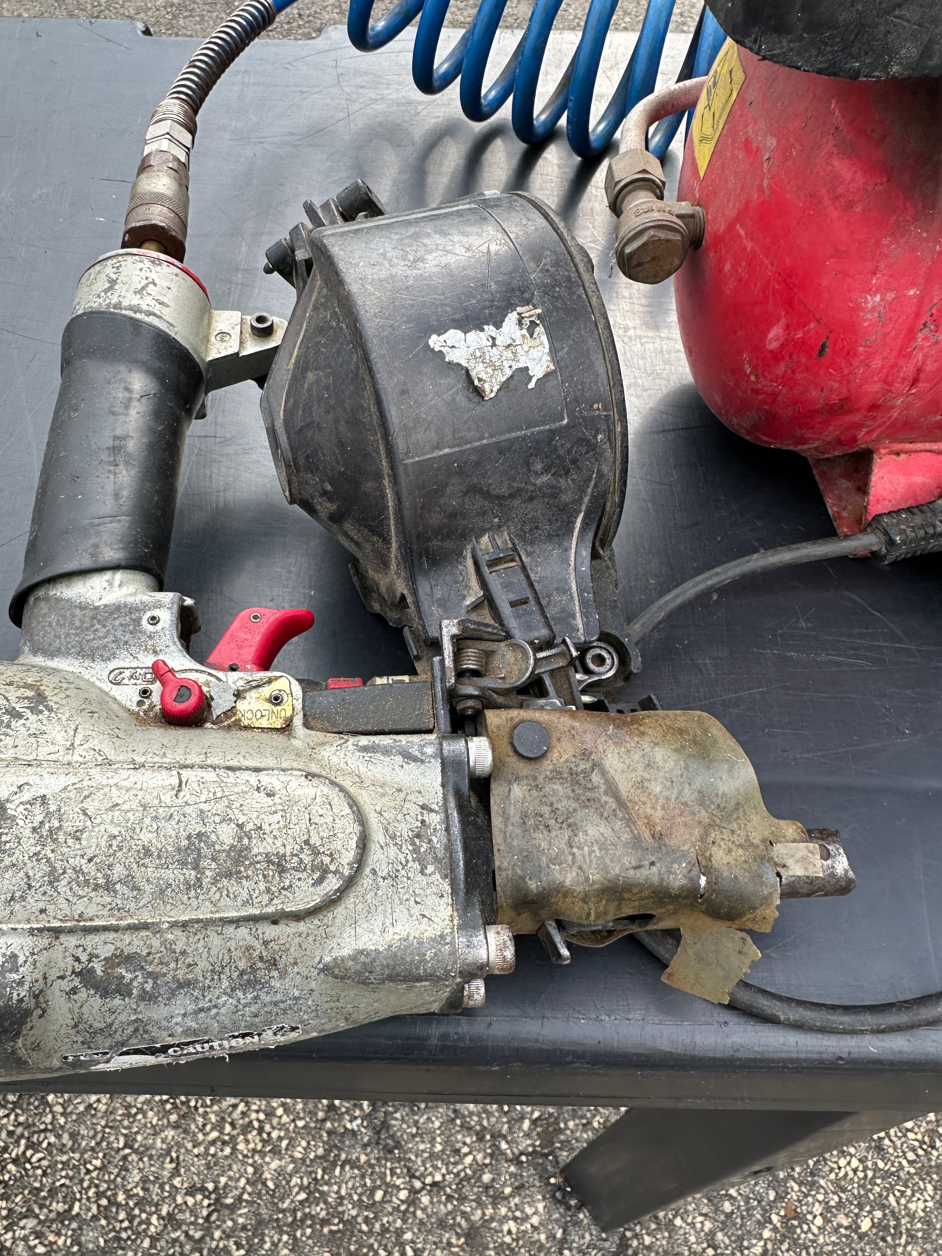 A 2013 ABAC Red Line Air Compressor and Pneumatic Coil Nailer