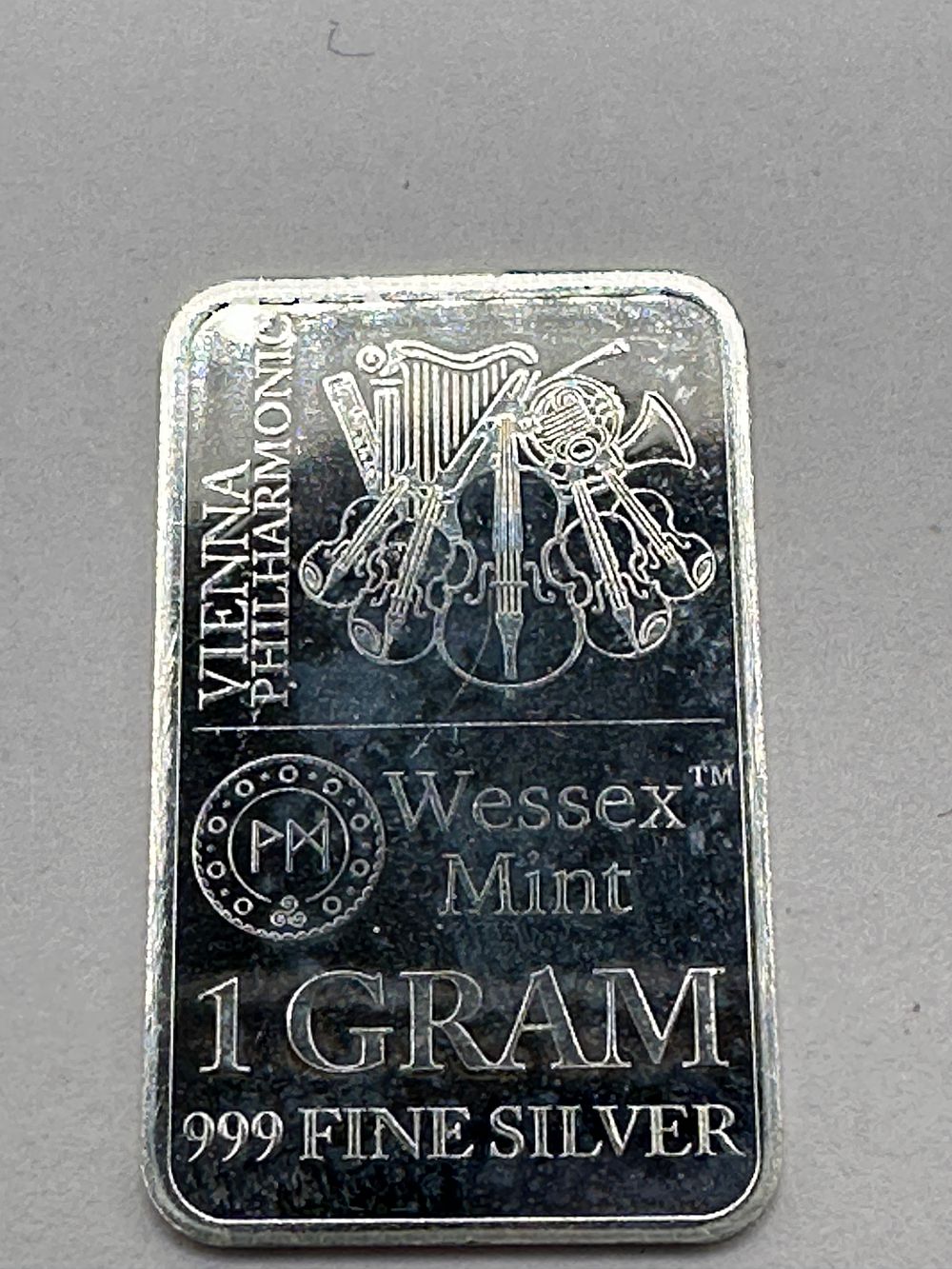 Lot 26: Wessex Mint Vienna Philharmonic 1 Gram .999 Fine Silver Bar