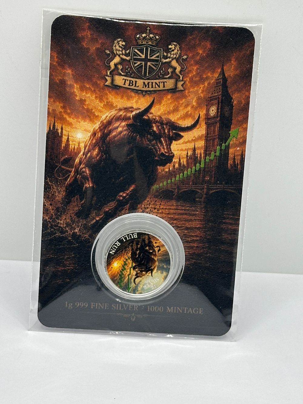 Lot 29: TBL Mint .999 Fine Silver 1g Bull Run Round