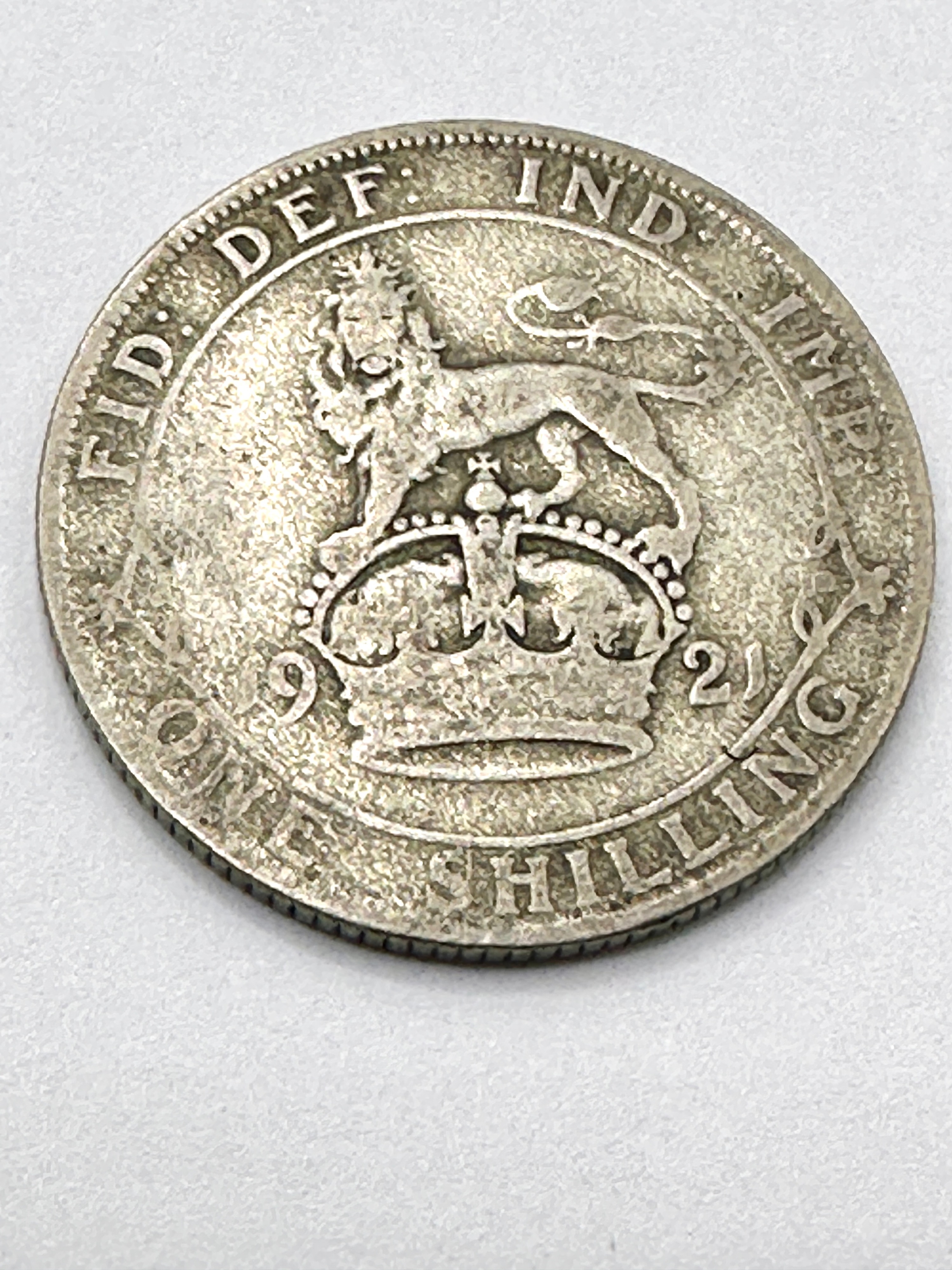 UK 1921 George V One Shilling Silver Coin