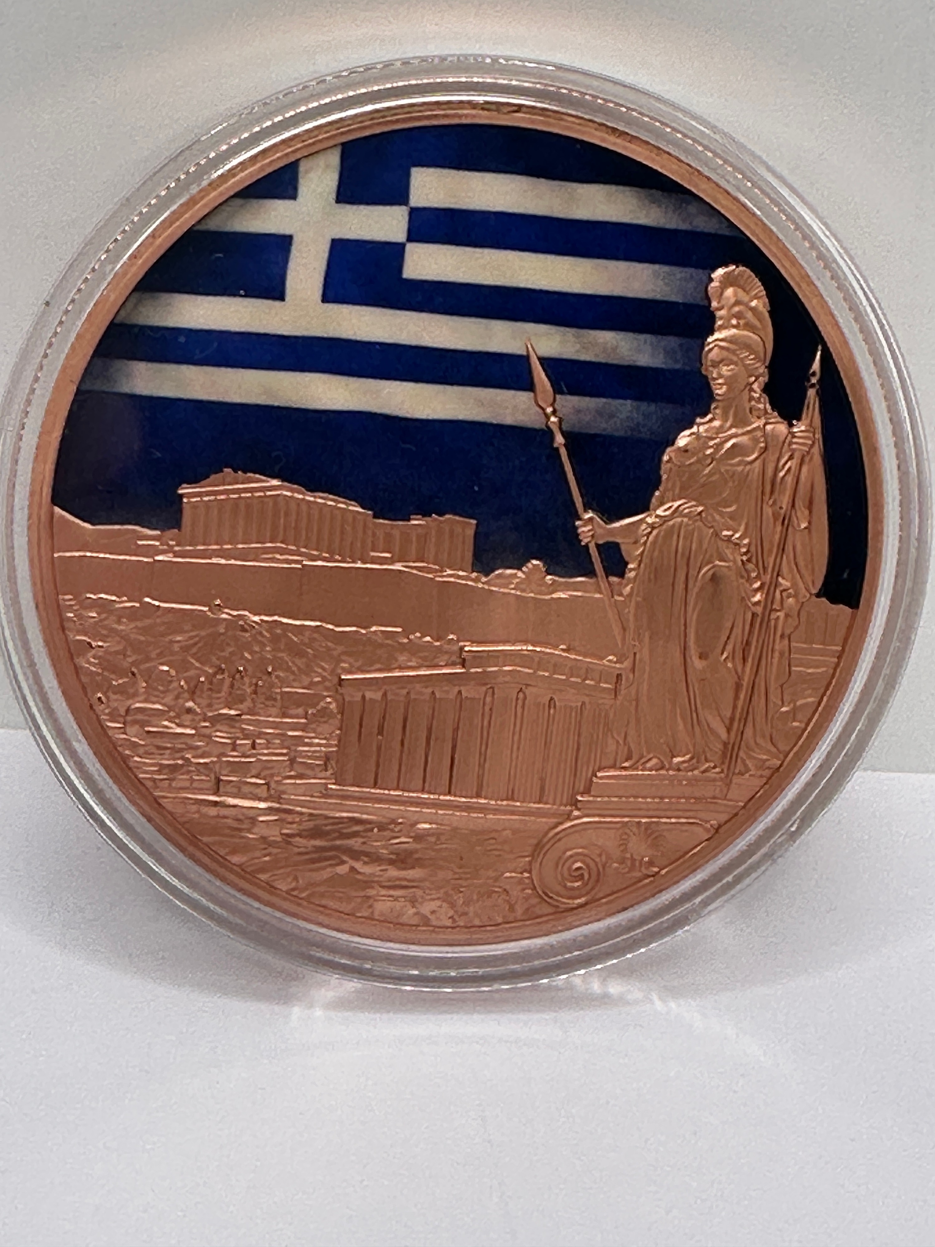 A Five Ounce .999 Copper Athens Cityscapes Bullion Round